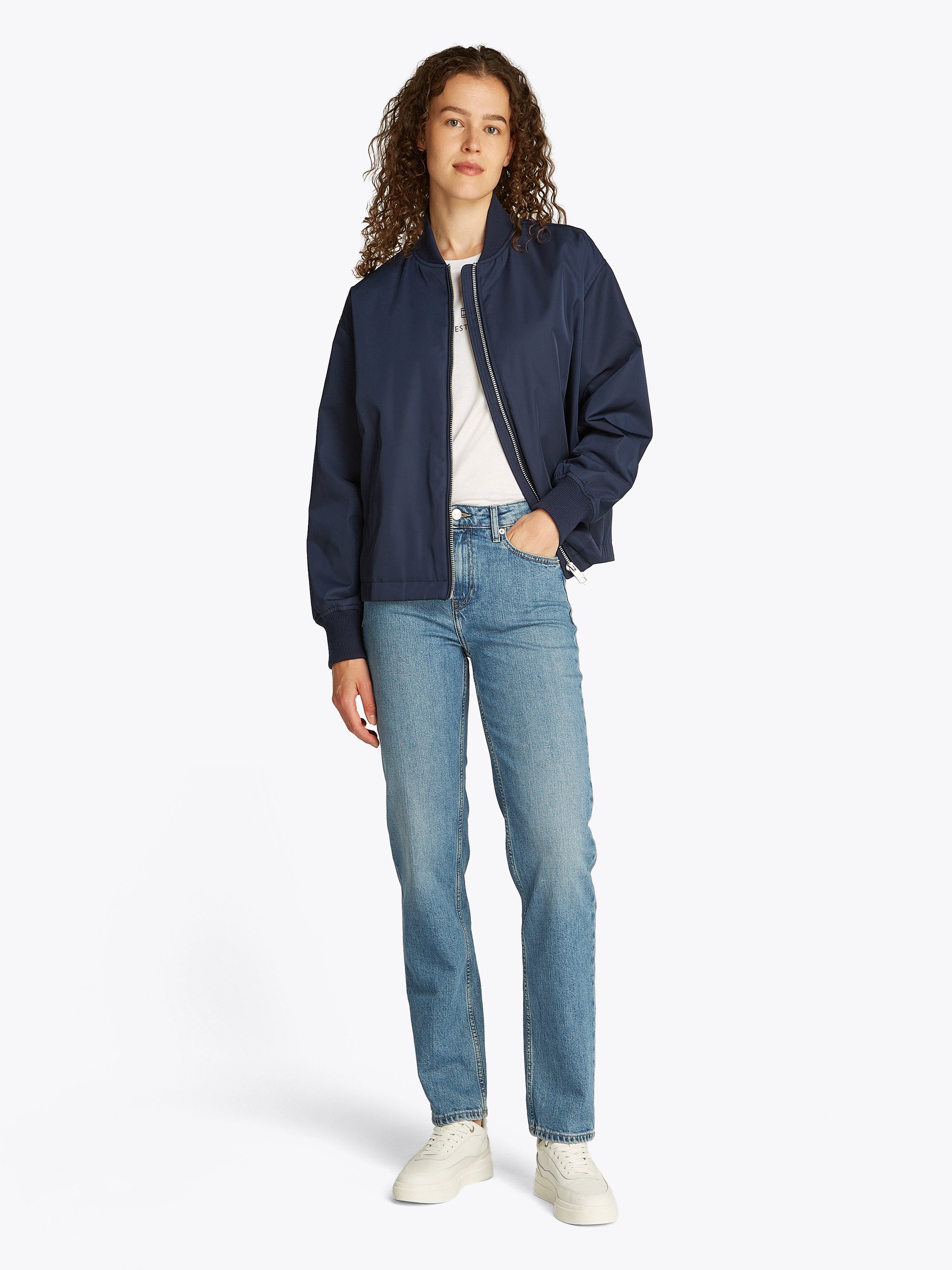 Tommy Hilfiger Bomberjack CASUAL NYLON BOMBER JACKET met merklabel, in effen kleur