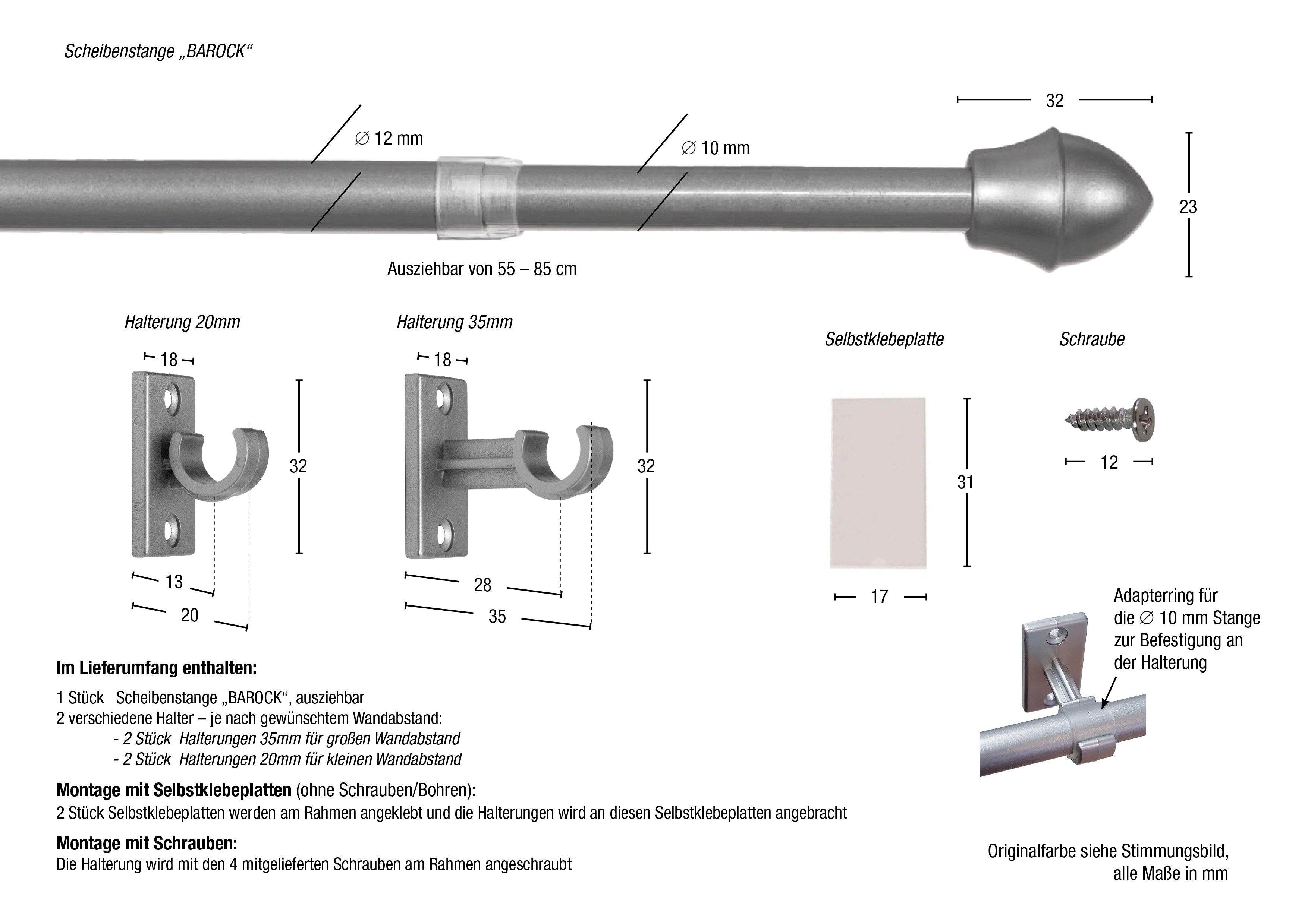 GARESA Schuifroede Barok Montage met schroeven of klemmen, uittrekbaar