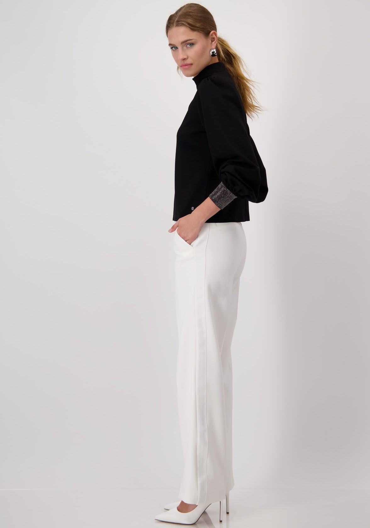 Monari Shirt met staande kraag Shirt cut-out + sieraad