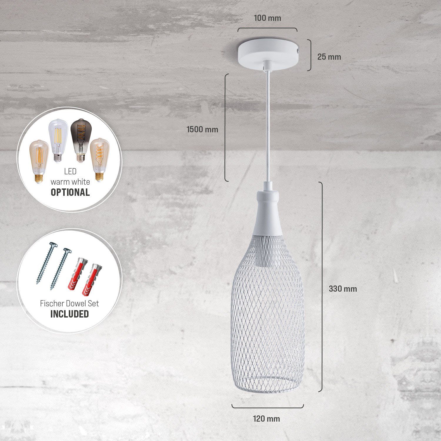 Paco Home Hanglamp DESMOND Hanglamp eetkamer Eettafellamp metaal 1,5m textielen kabel in te korten