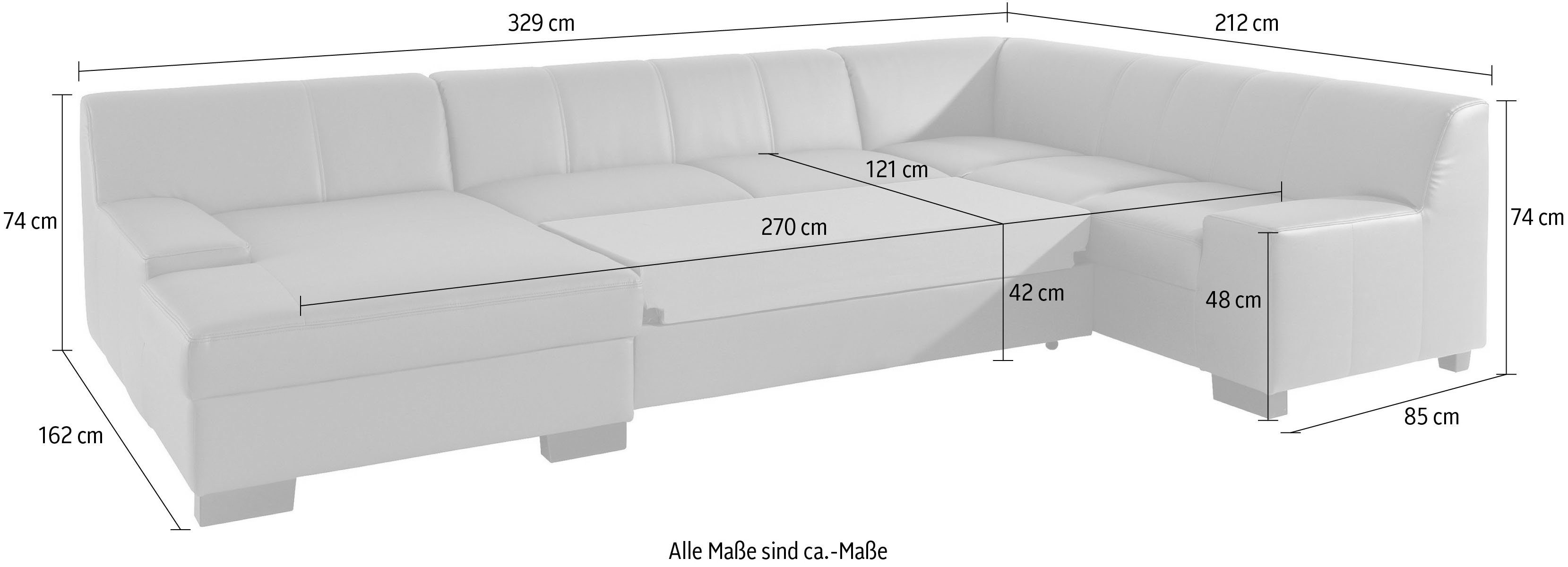 DOMO collection Zithoek Norma, met kunstleer of leren bekleding, veel ruimte, tijdloos & elegant