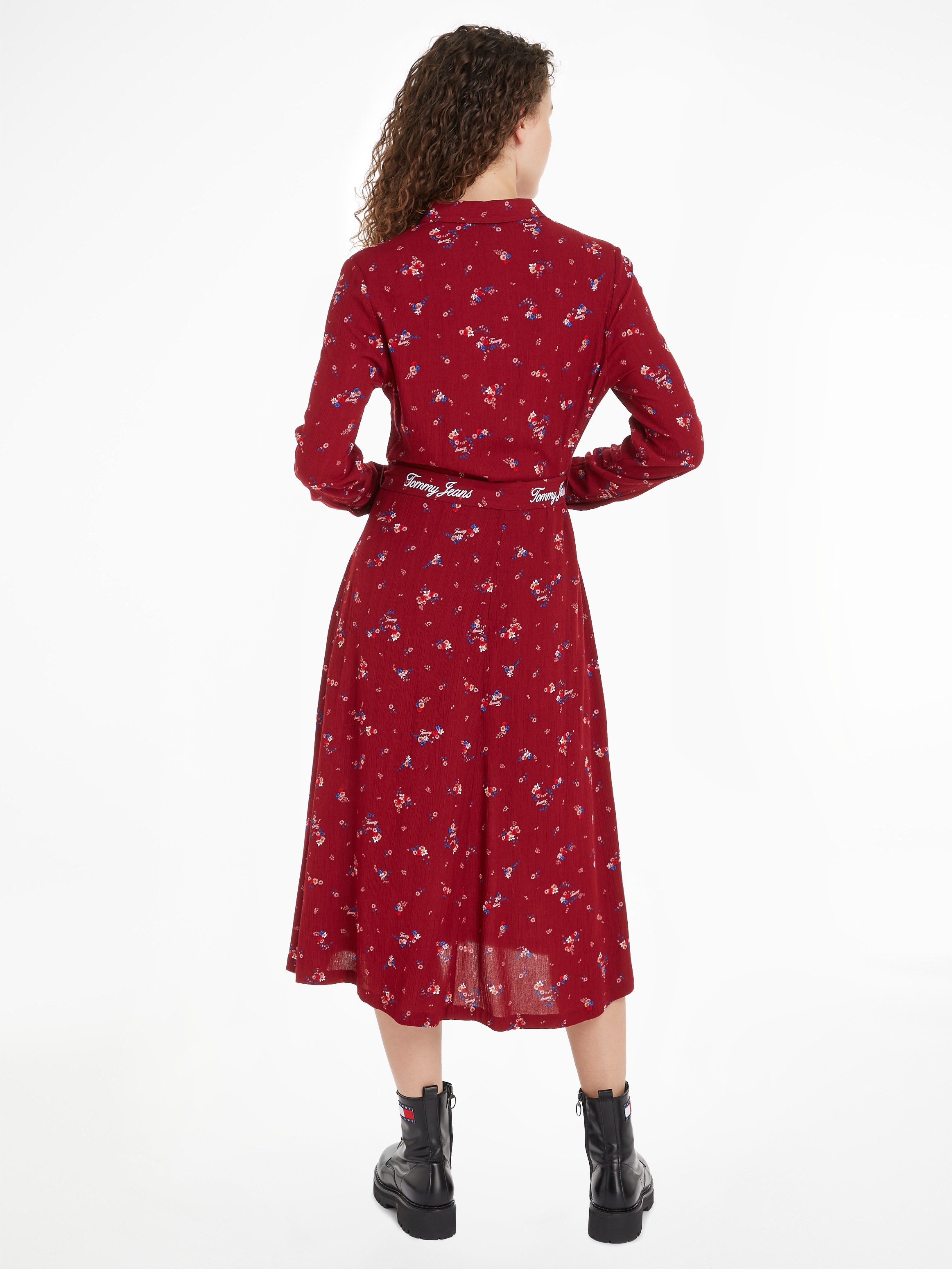Tommy Jeans Curve Jurk met overhemdkraag TJW FLORAL BELT SHIRT DRESS EXT