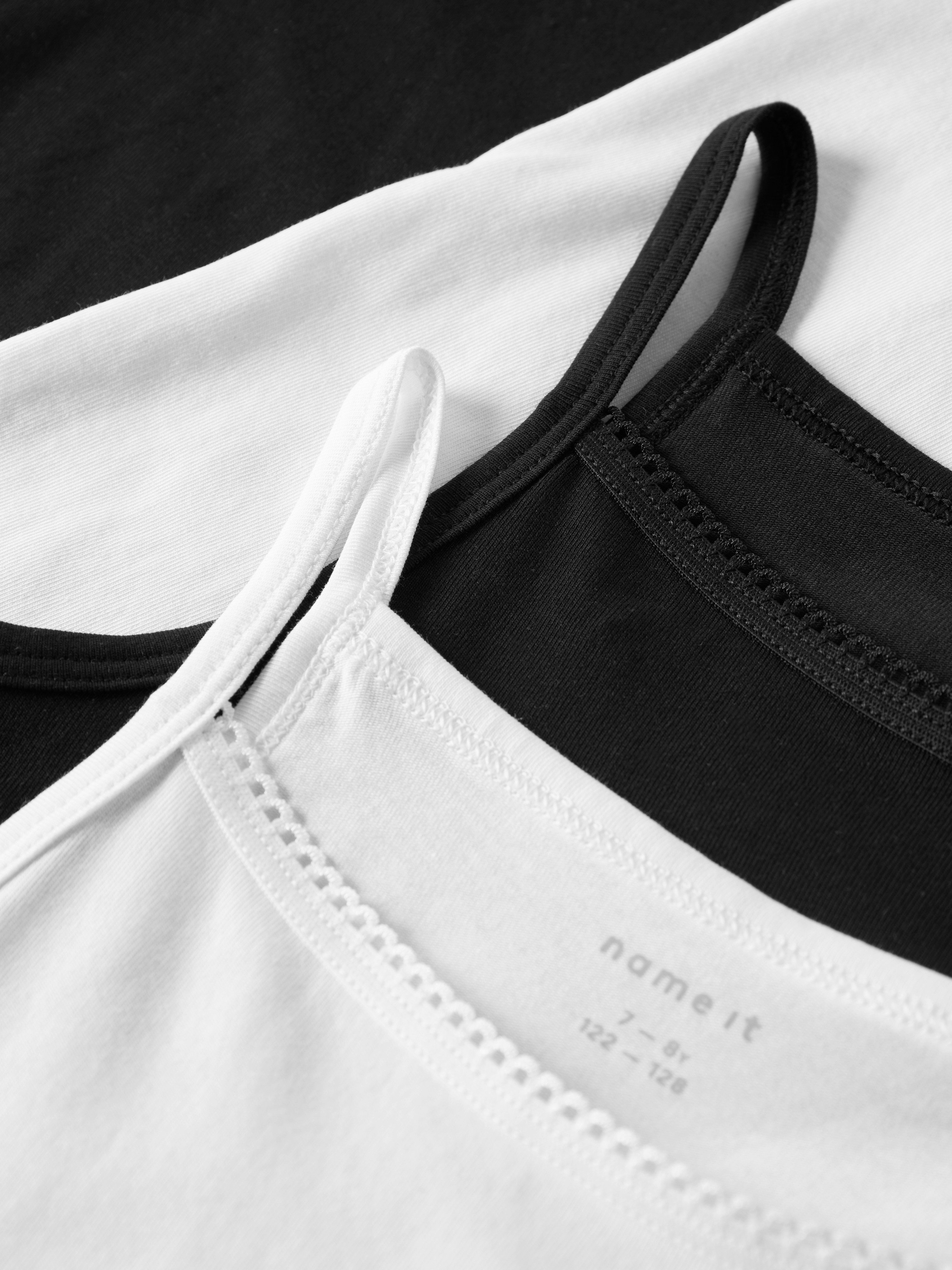 Name It Hemd NKFSTRAP TOP 4P BLACK WHITE SOLID NOOS (set 4 stuks)