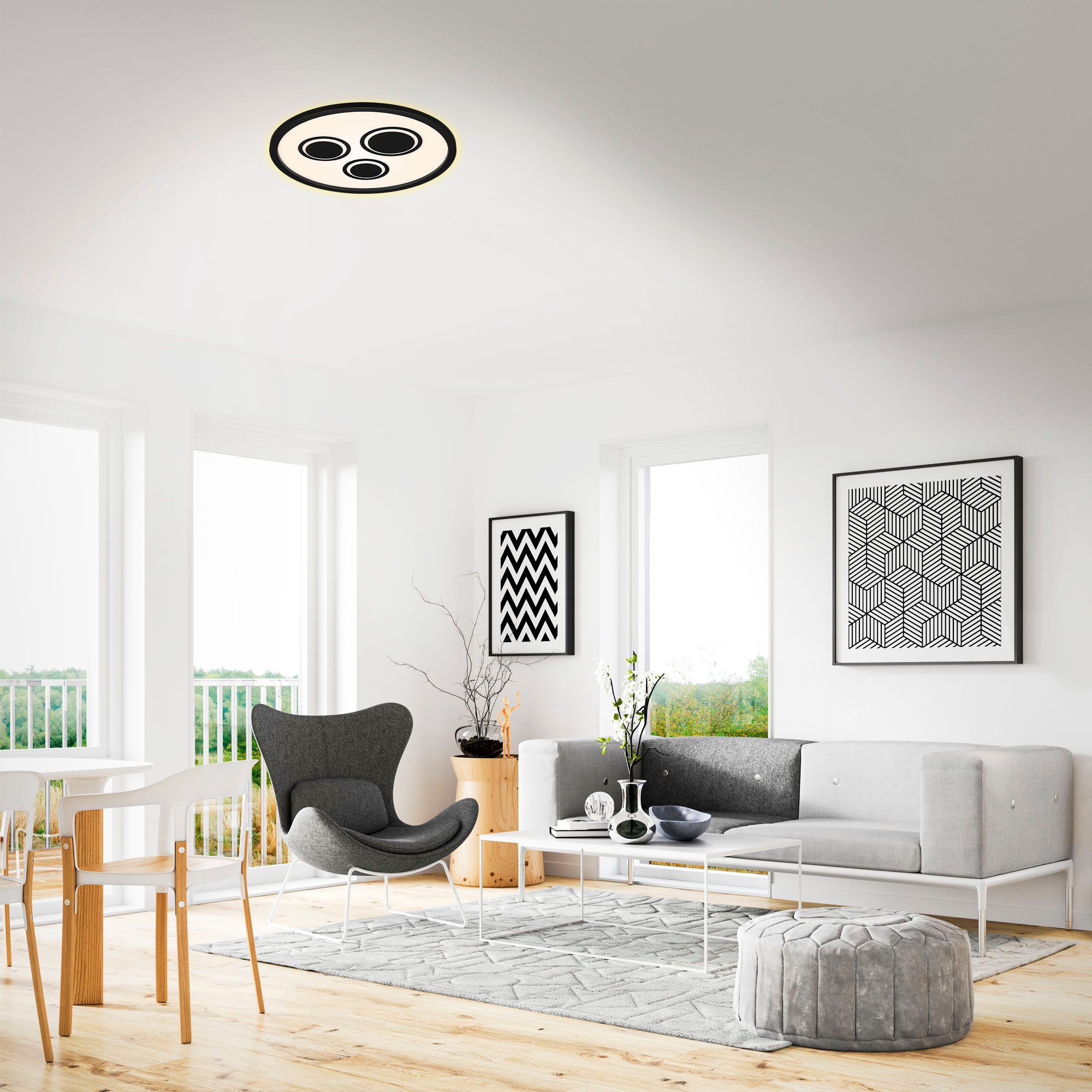Briloner Leuchten Led-plafondlamp Opzetframe, decorelementen en LED-achtergrondverlichting, zwart, 1xLED/22W