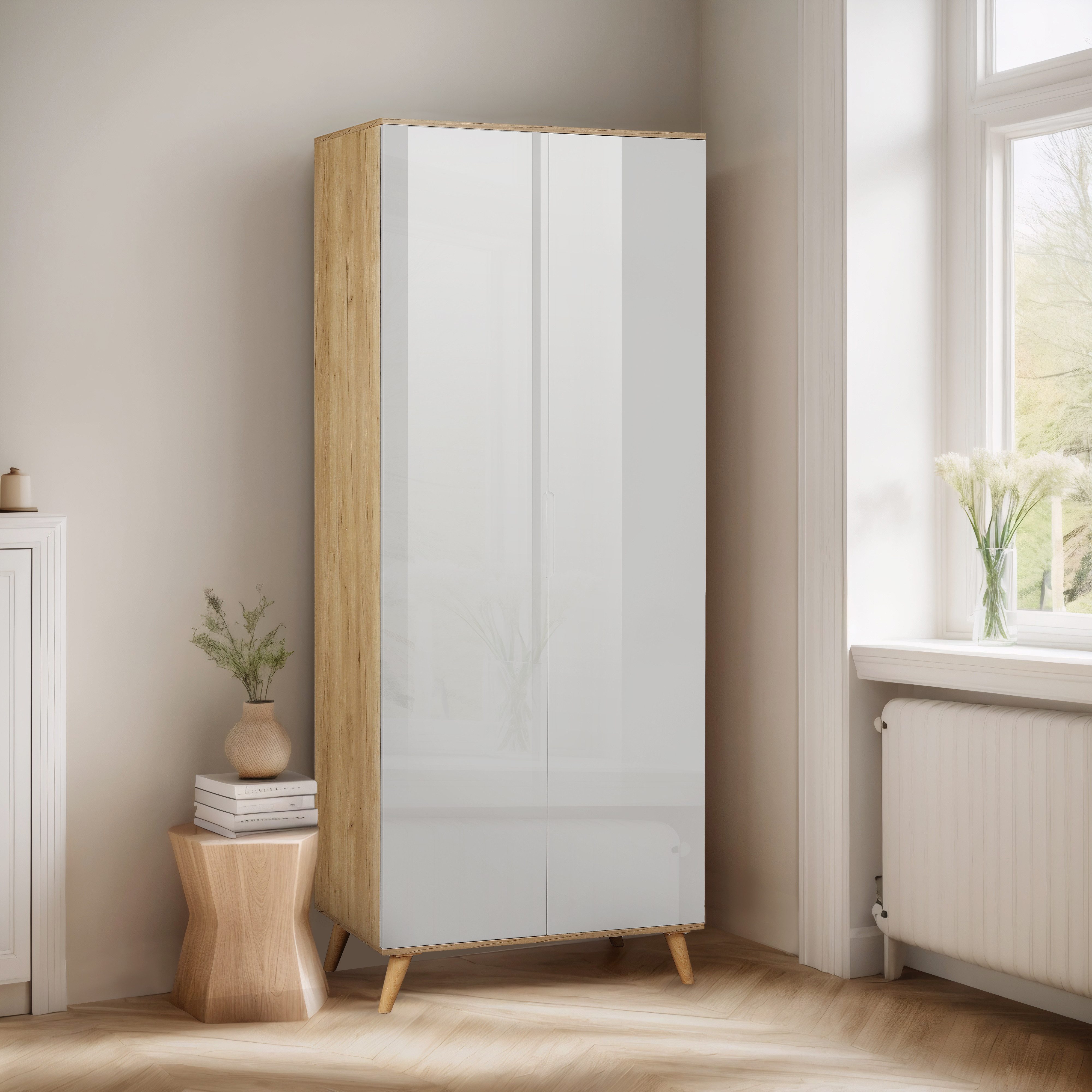 andas Kledingkast Lund slaapkamerkast bestseller in Scandinavisch design Kledingkast met premium binneninrichting, breedte 80 cm hoogglans