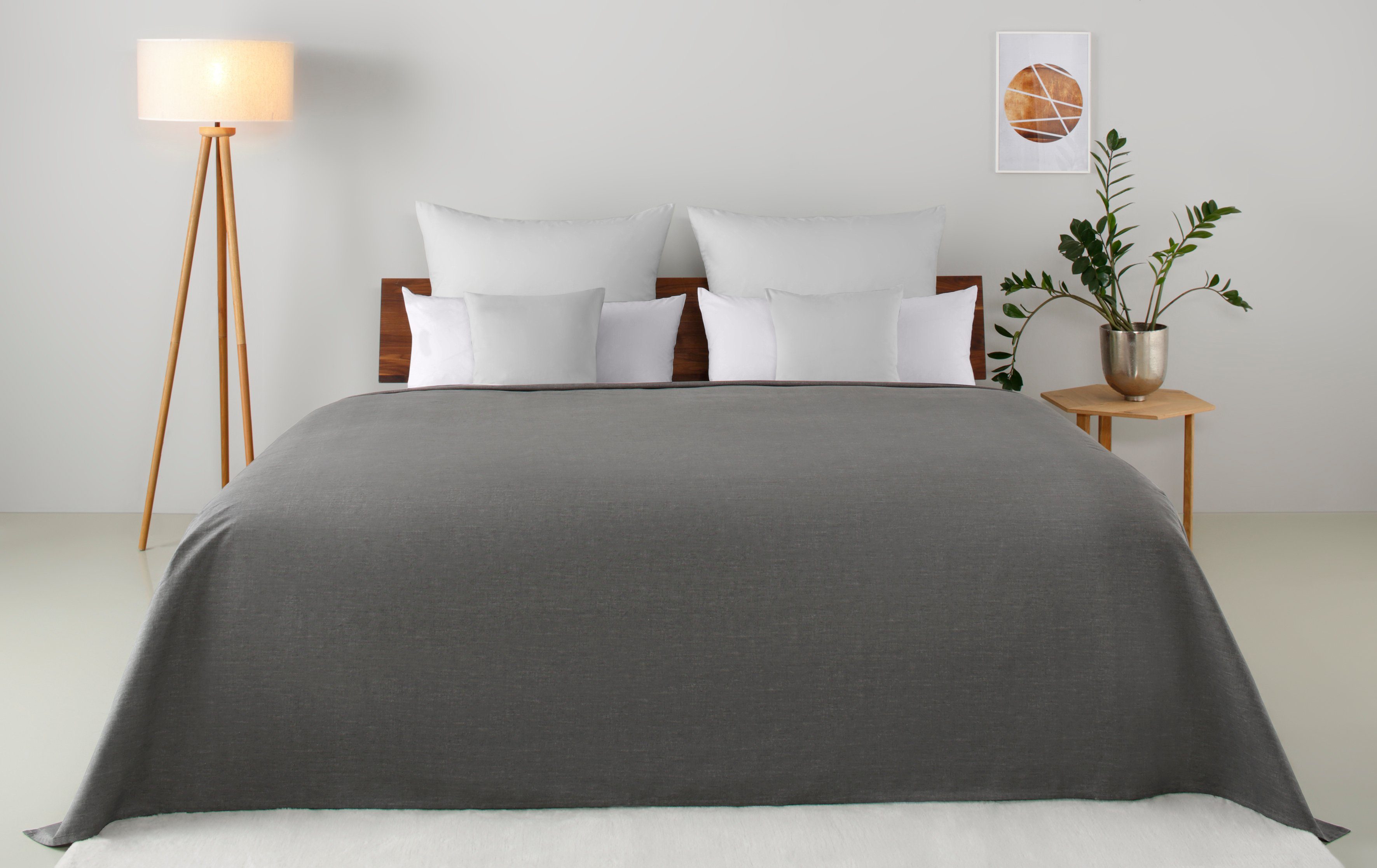 Home affaire Sprei Melli sprei, foulard in landhuisstijl, voor kinderen en volwassenen spreien maat 280x210 cm grijs