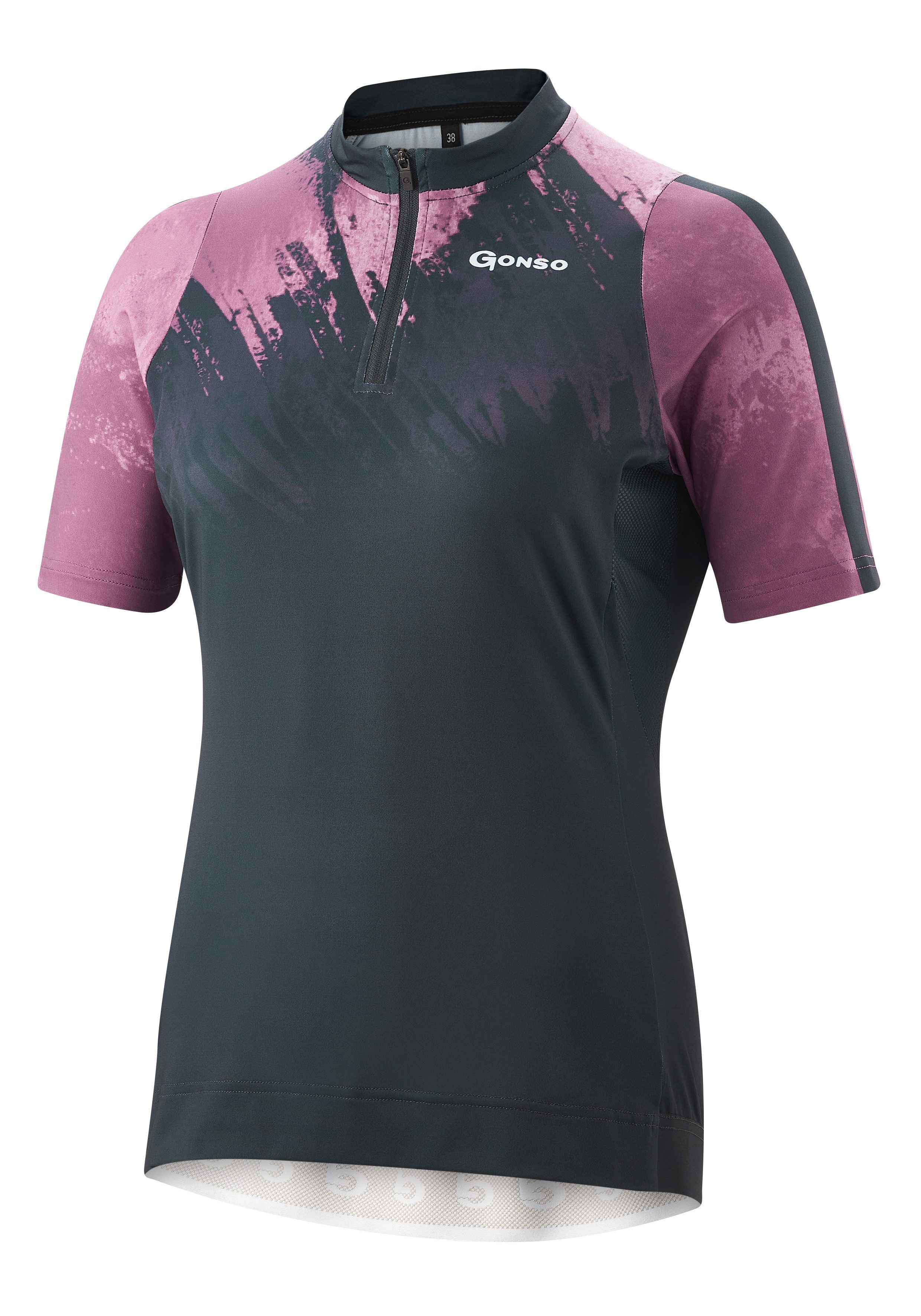 Gonso Fietsshirt LESIMA Dames MTB-fiets shirt met korte mouwen, lichtgewicht fietstrui met ritszak