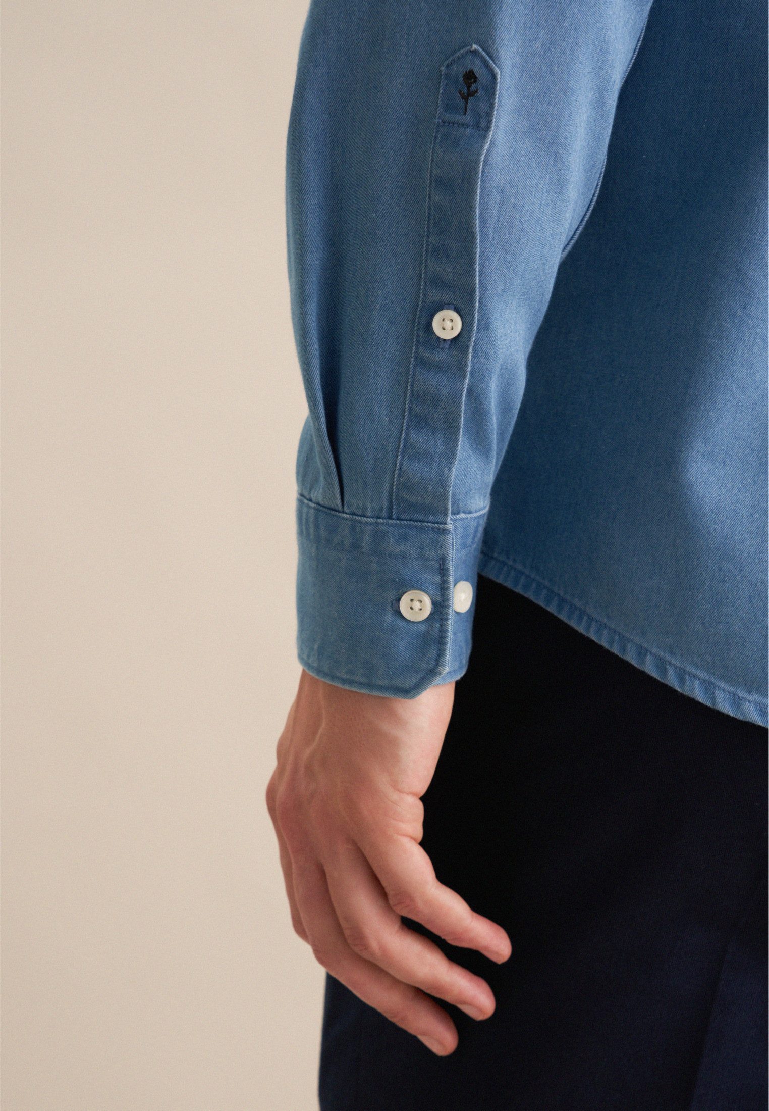 seidensticker Jeans overhemd Zwarte roos