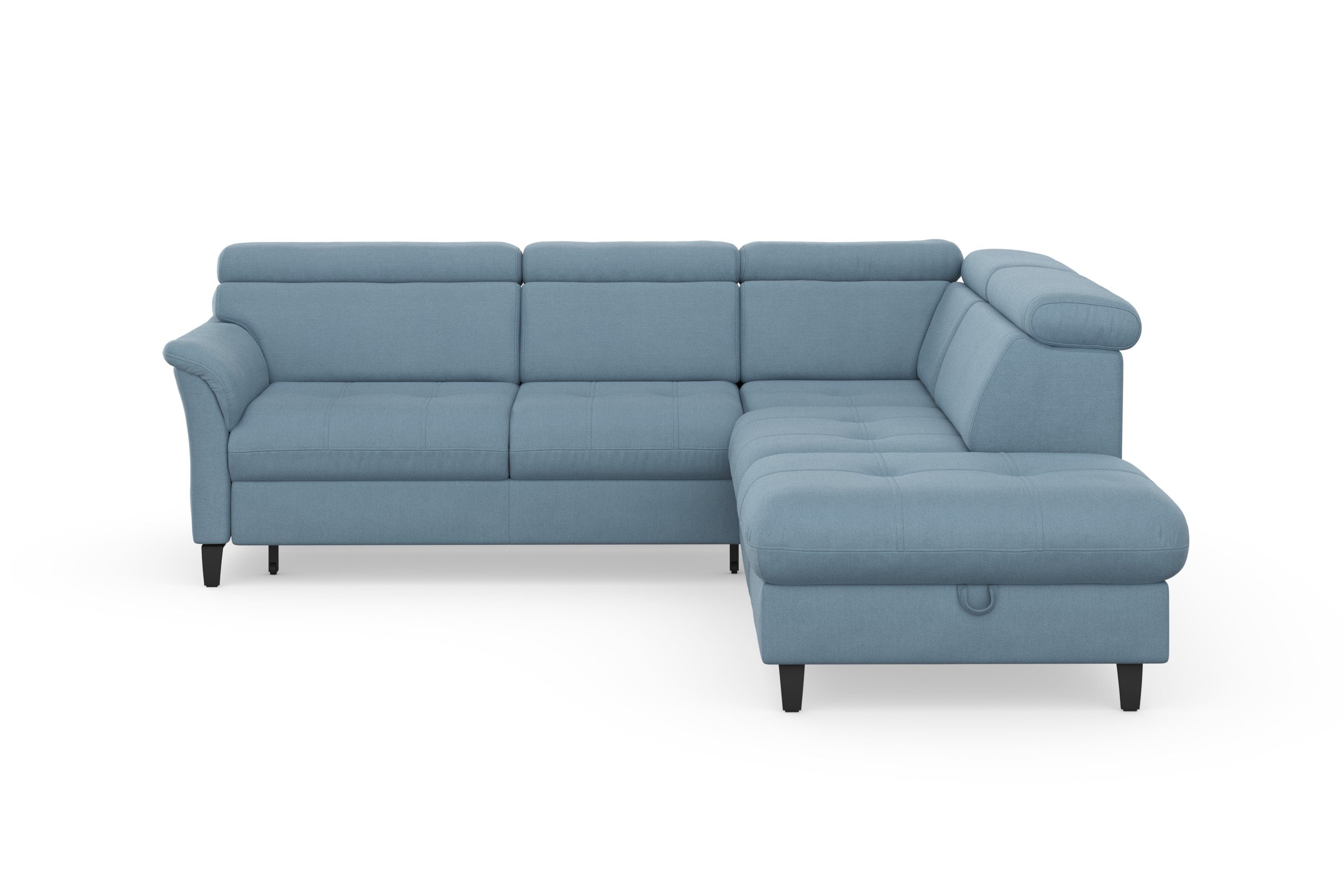 sit&more Hoekbank Marano L-vorm met verstelbare hoofdsteun, naar keuze met slaapfunctie, bedkist blauw, hoekbanken, Breedte ligoppervlak: 118 cm,