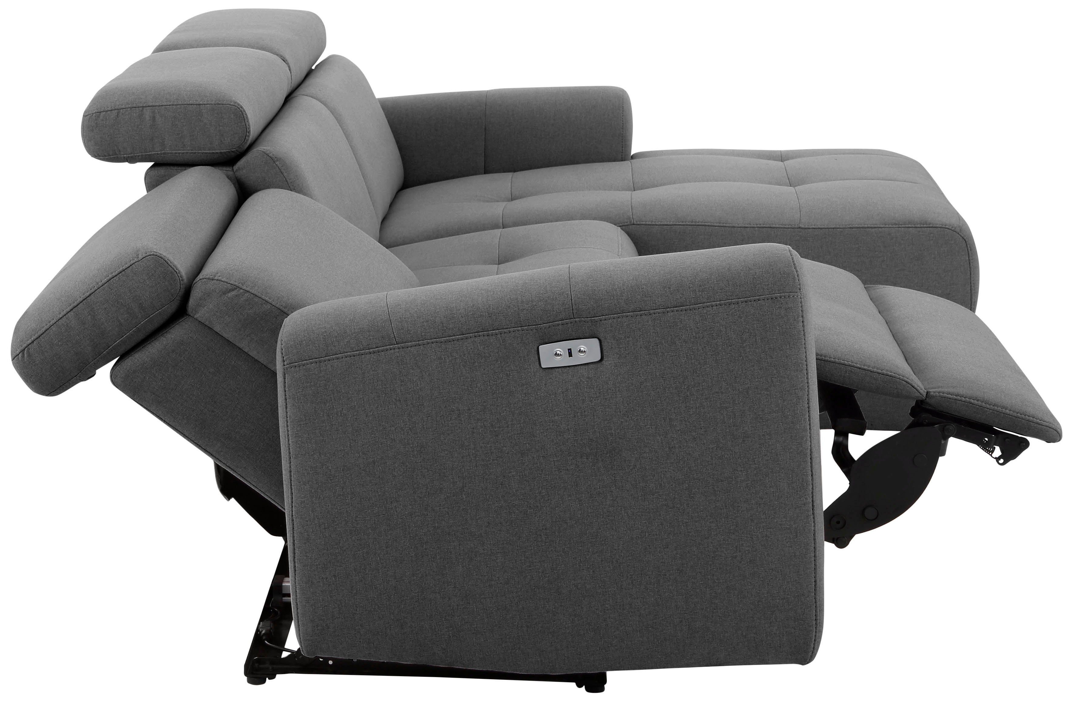 Home affaire Hoekbank Sentrano, L-vorm, 275 cm, man. of electr. relaxfunctie en usb/kopverstelling