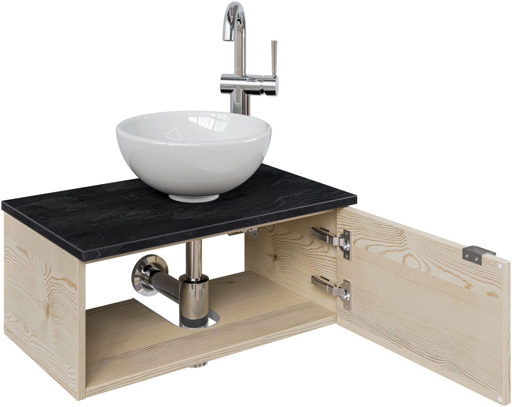 Saphir Wastafelonderkast Serie 6915 wastafel met onderkast voor gastenbadkamer, tweede toilet (3-delig)