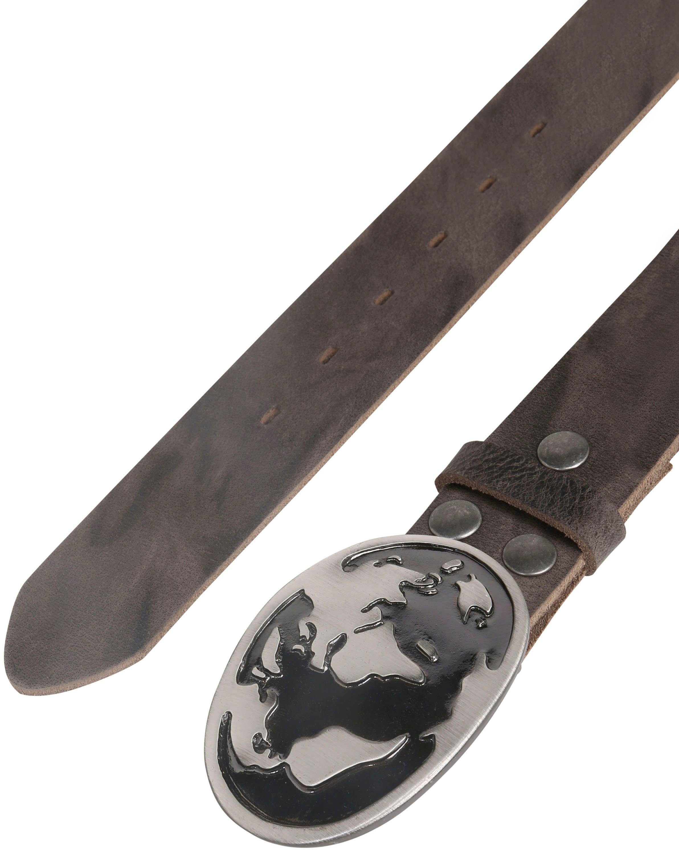 RETTUNGSRING by showroom 019° Leren riem met wereldkaartsluiting, rustiek design