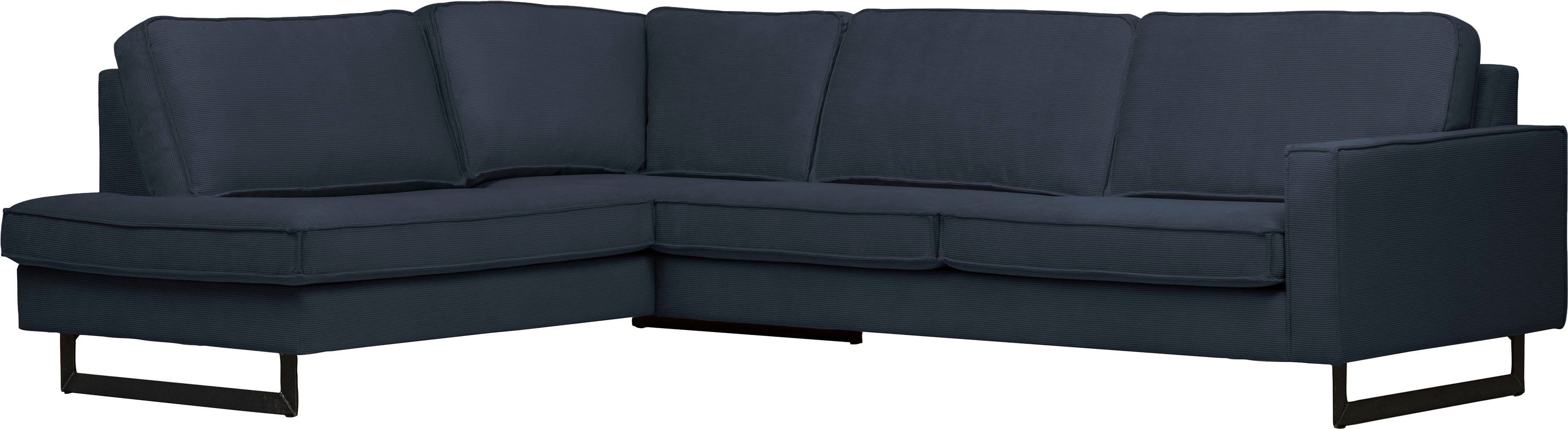 Places of Style Hoekbank Pinto, 290 cm, cord, chenille, leerlook, ottomane links/rechts