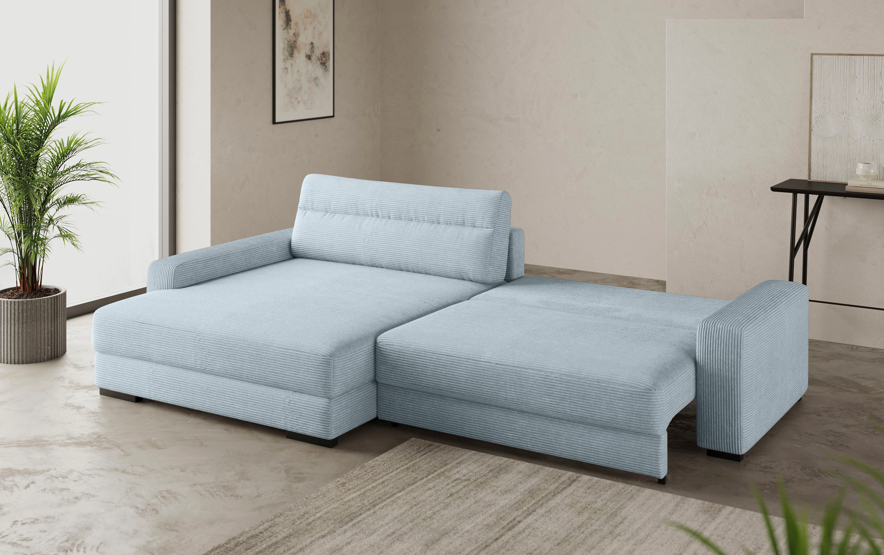 Mr. Couch Hoekbank Marcello DuraFlex L-vorm EasyBett, bedbox, koudschuimvering, tot 140 kg belastbaar