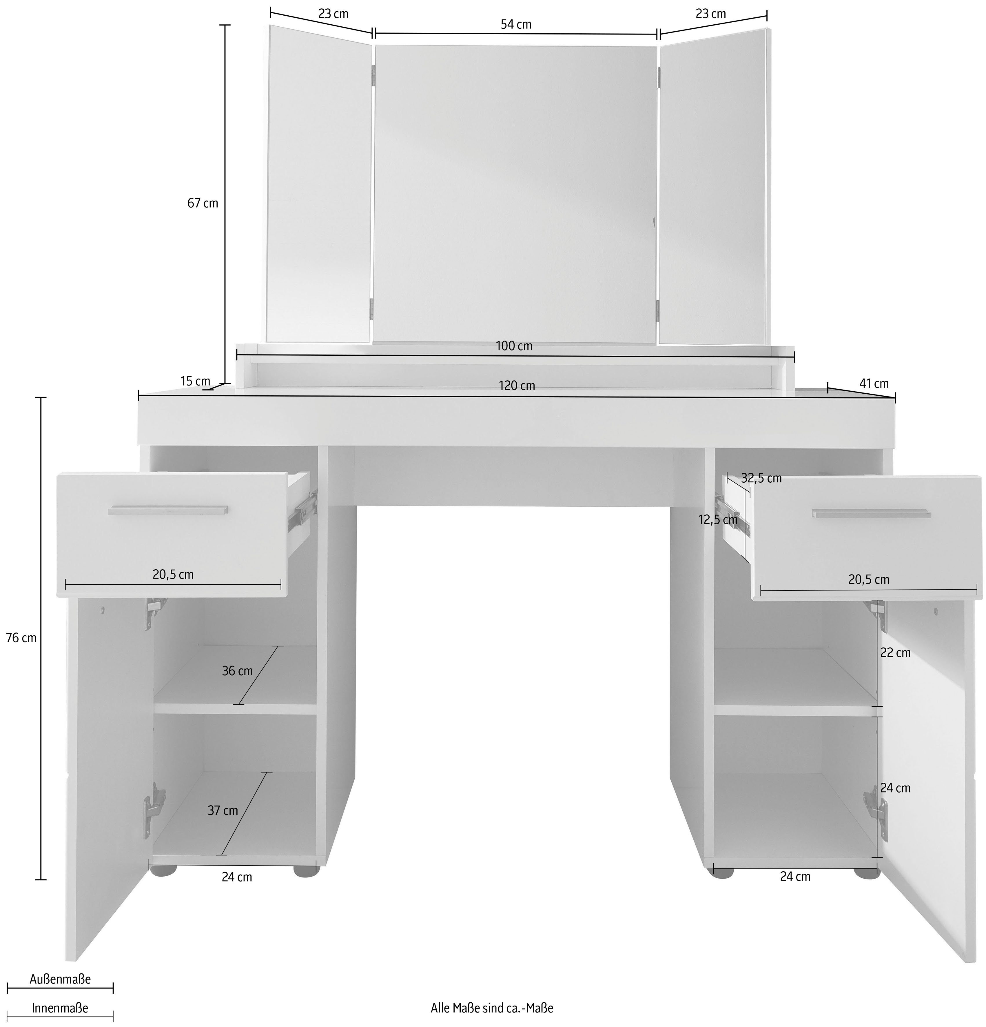INOSIGN Make-uptafel Avena incl. spiegel (set)