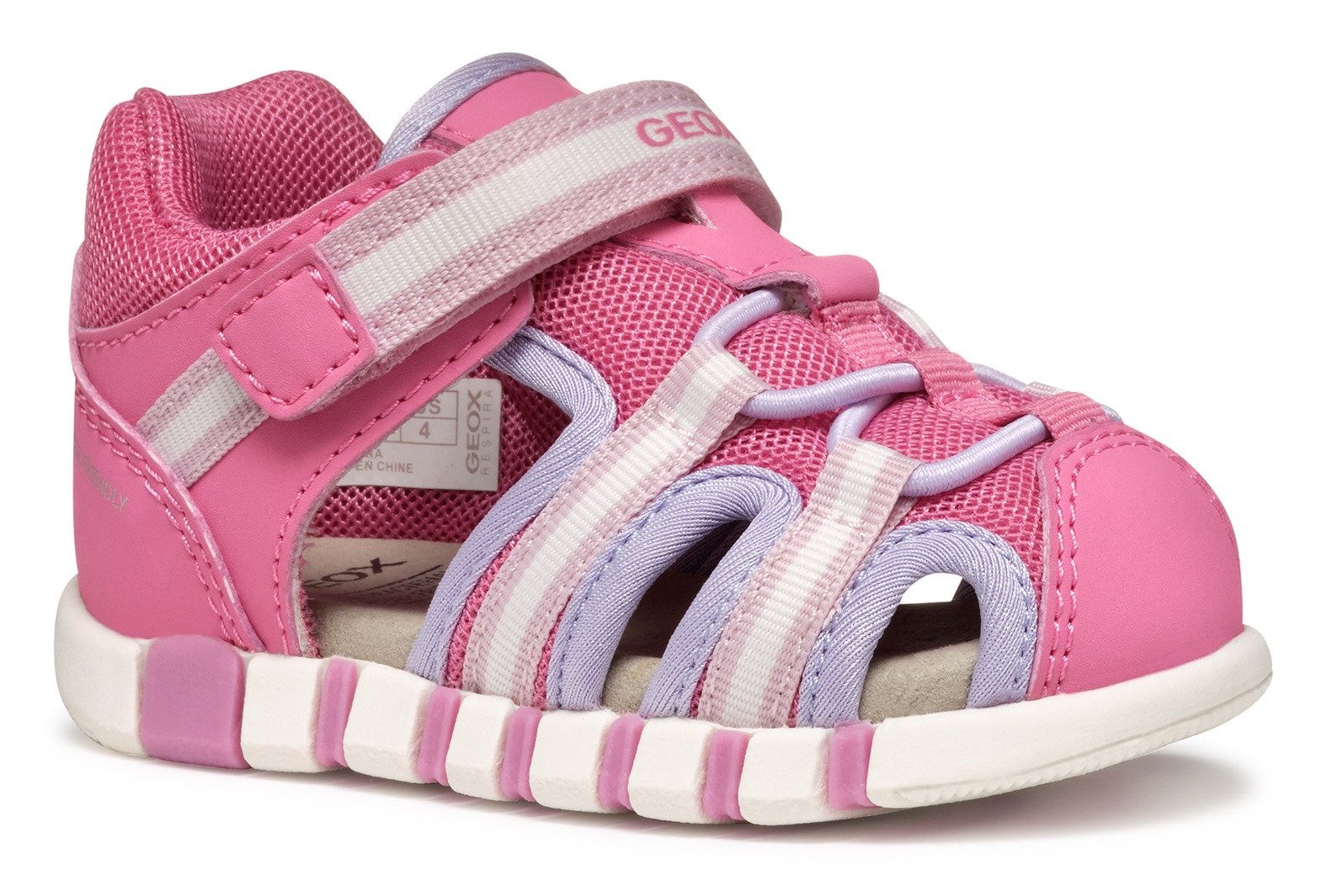 Geox Babyschoentjes B SANDAL IUPIDOO GIR , sandaal, klittenbandschoen, babyschoen in sportieve trekking-look meisjes meisjes maat 26 roze
