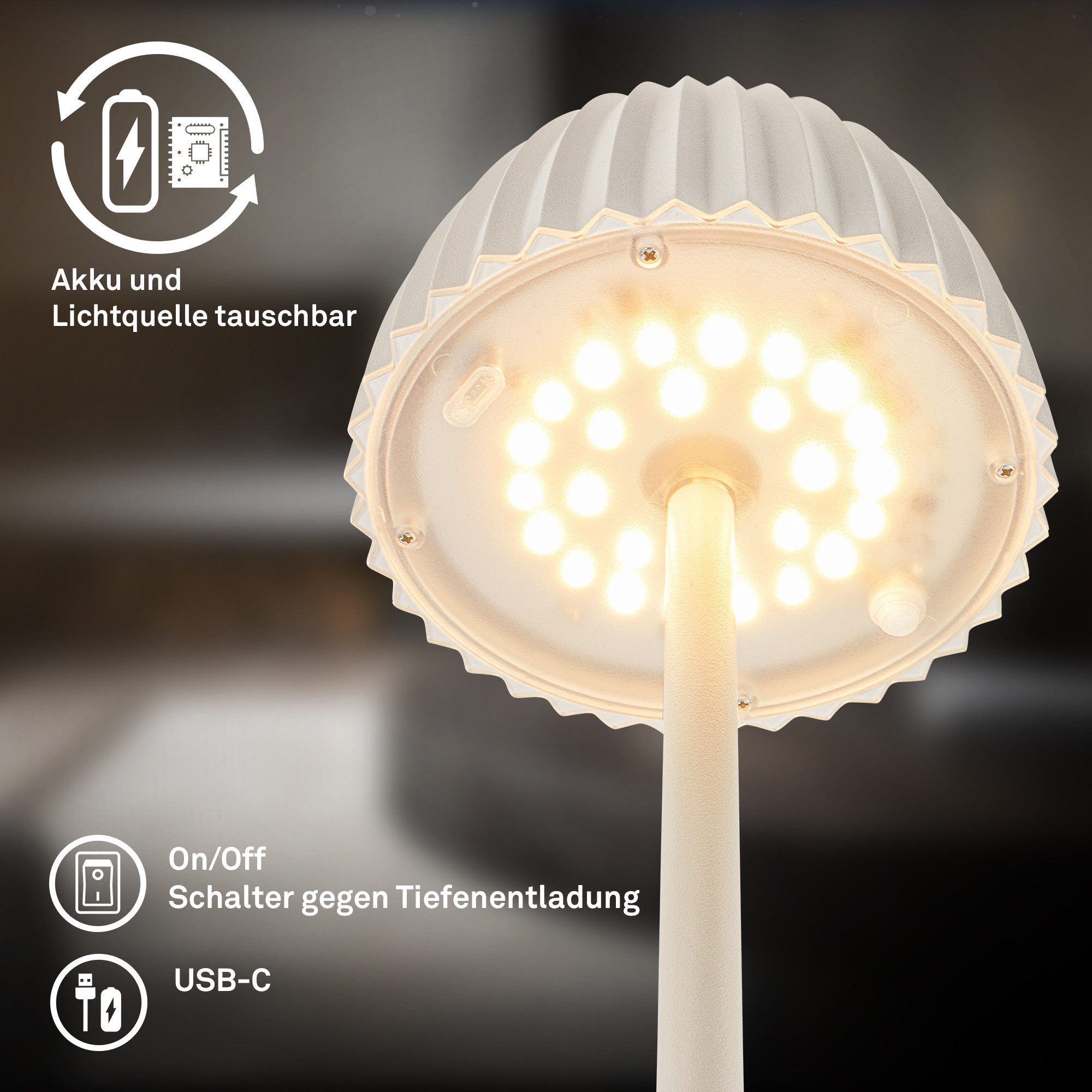 Briloner Leuchten Led-staande lamp Accu LED vloerlamp, wit
