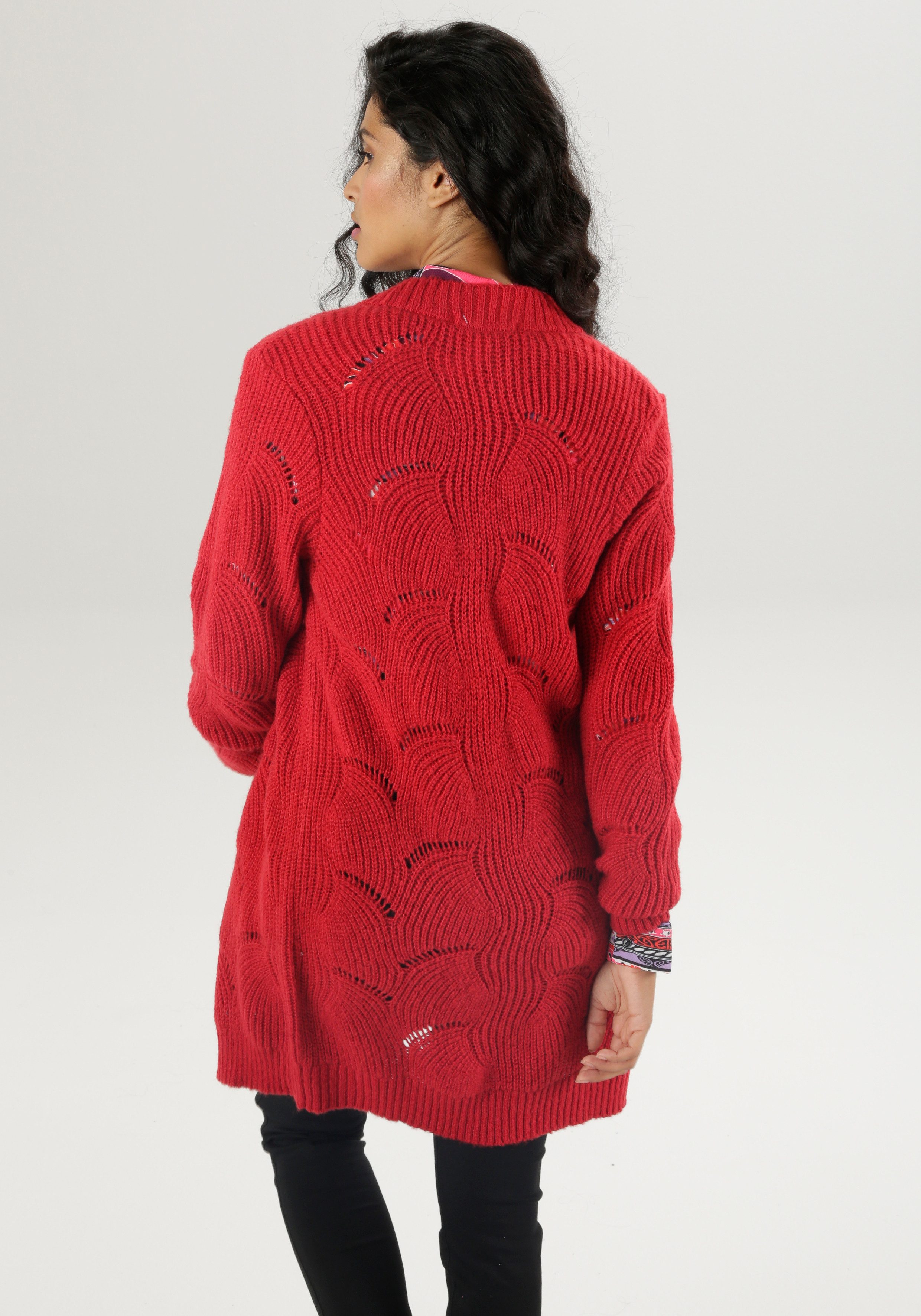 Aniston SELECTED Lang vest met ajourbreisel