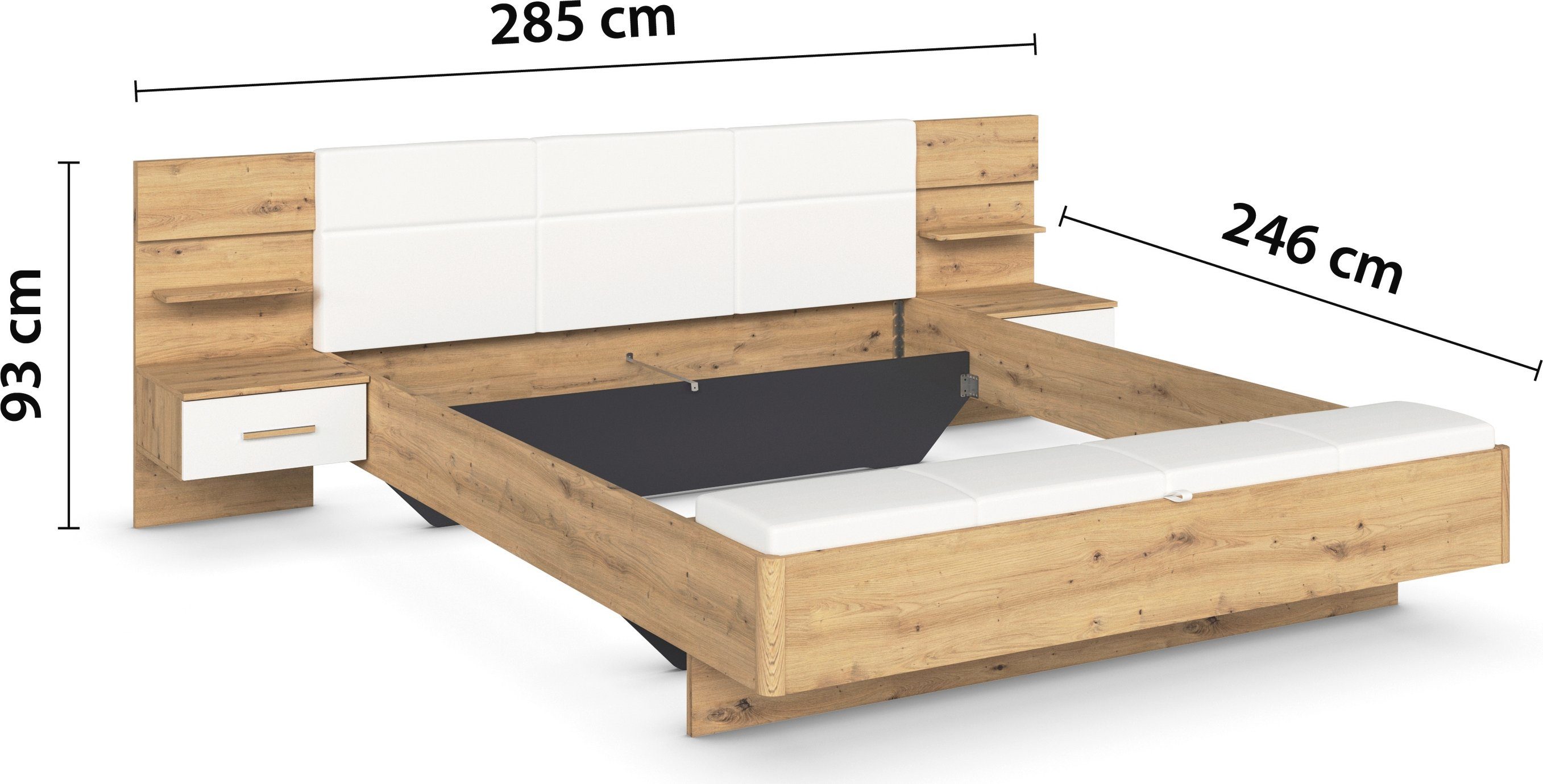 rauch Ledikant Mosbach Bekleed hoofdbord, optioneel met verlichting, met geïntegreerde bedbank