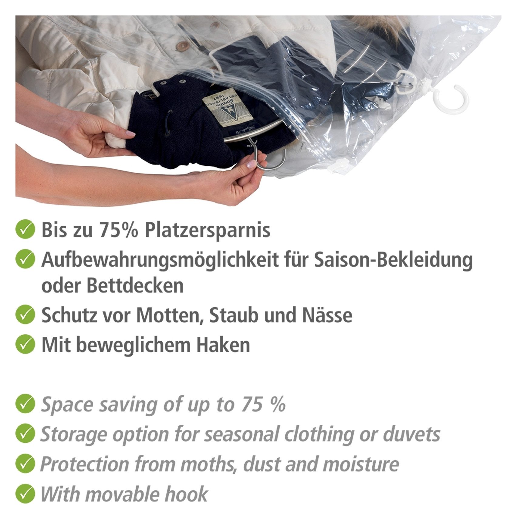 WENKO Kledinghoes Vacuüm mt. L (set, 2 stuks)