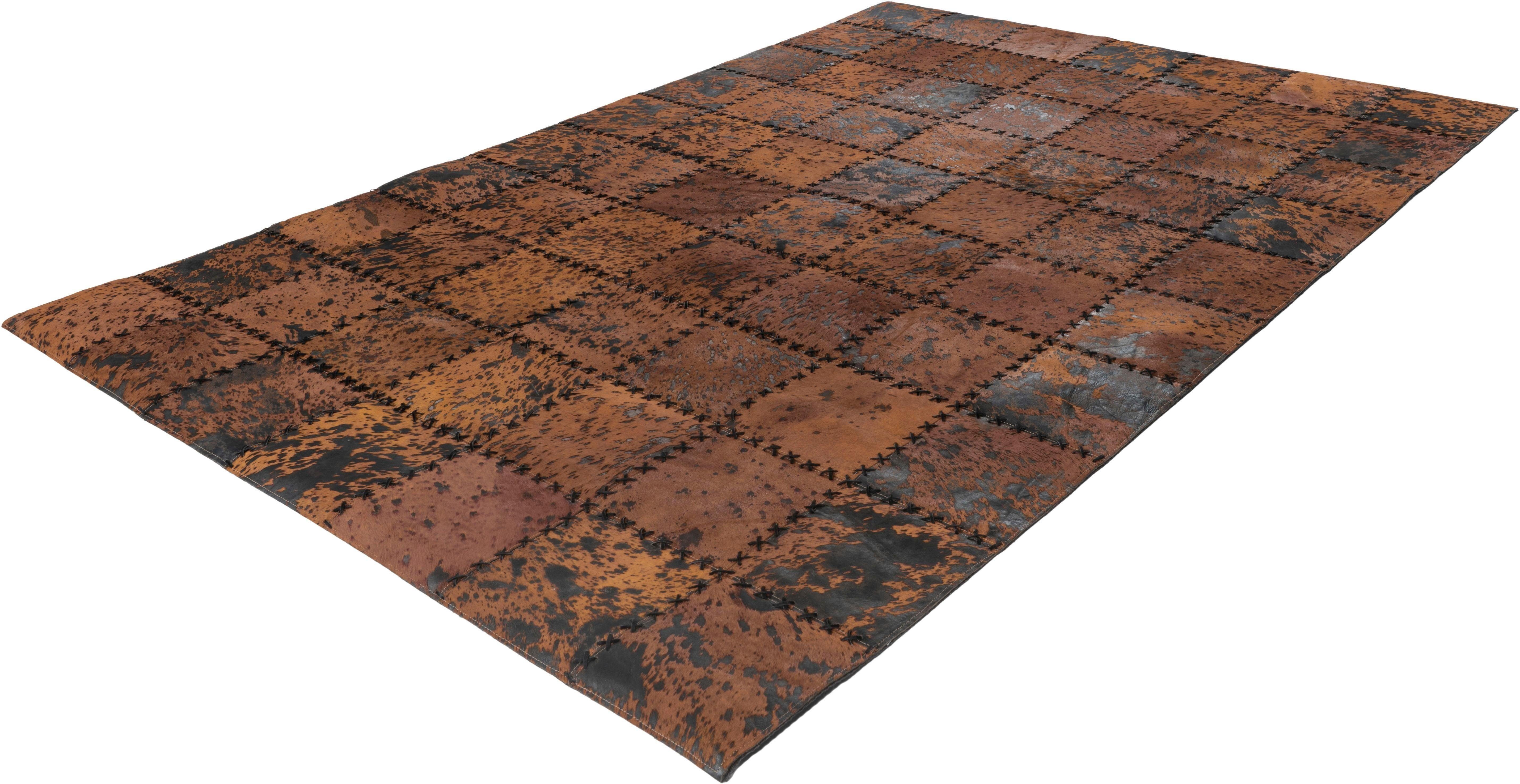 calo-deluxe Vachtvloerkleed Rankel 205 leren tapijt kleurige patchwork unieke stukken, echt rundsleder, woonkamer
