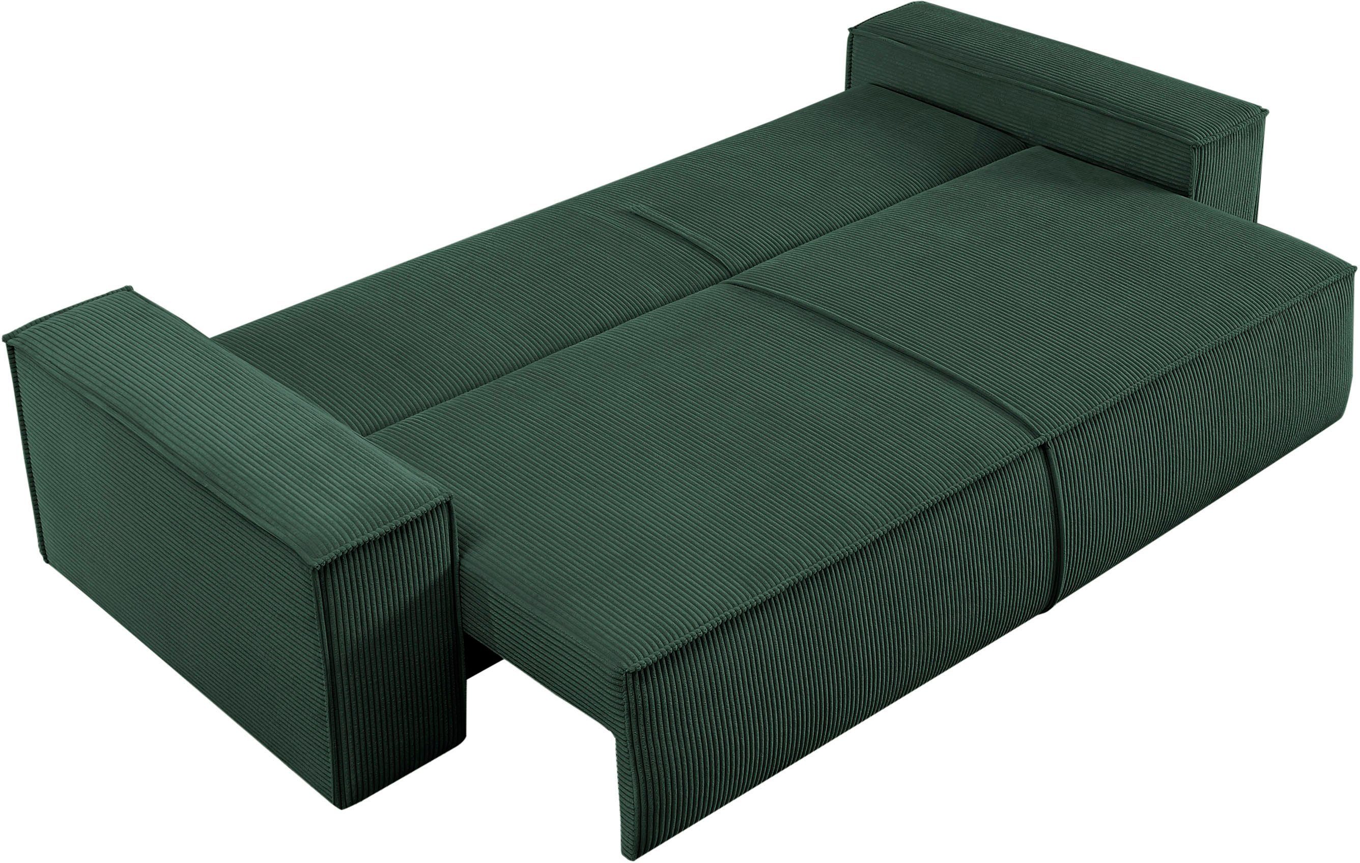Home affaire 3-zitsbank SHERWOOD slaapbank (257 cm) ribfluweel, velours, vintage lederlook