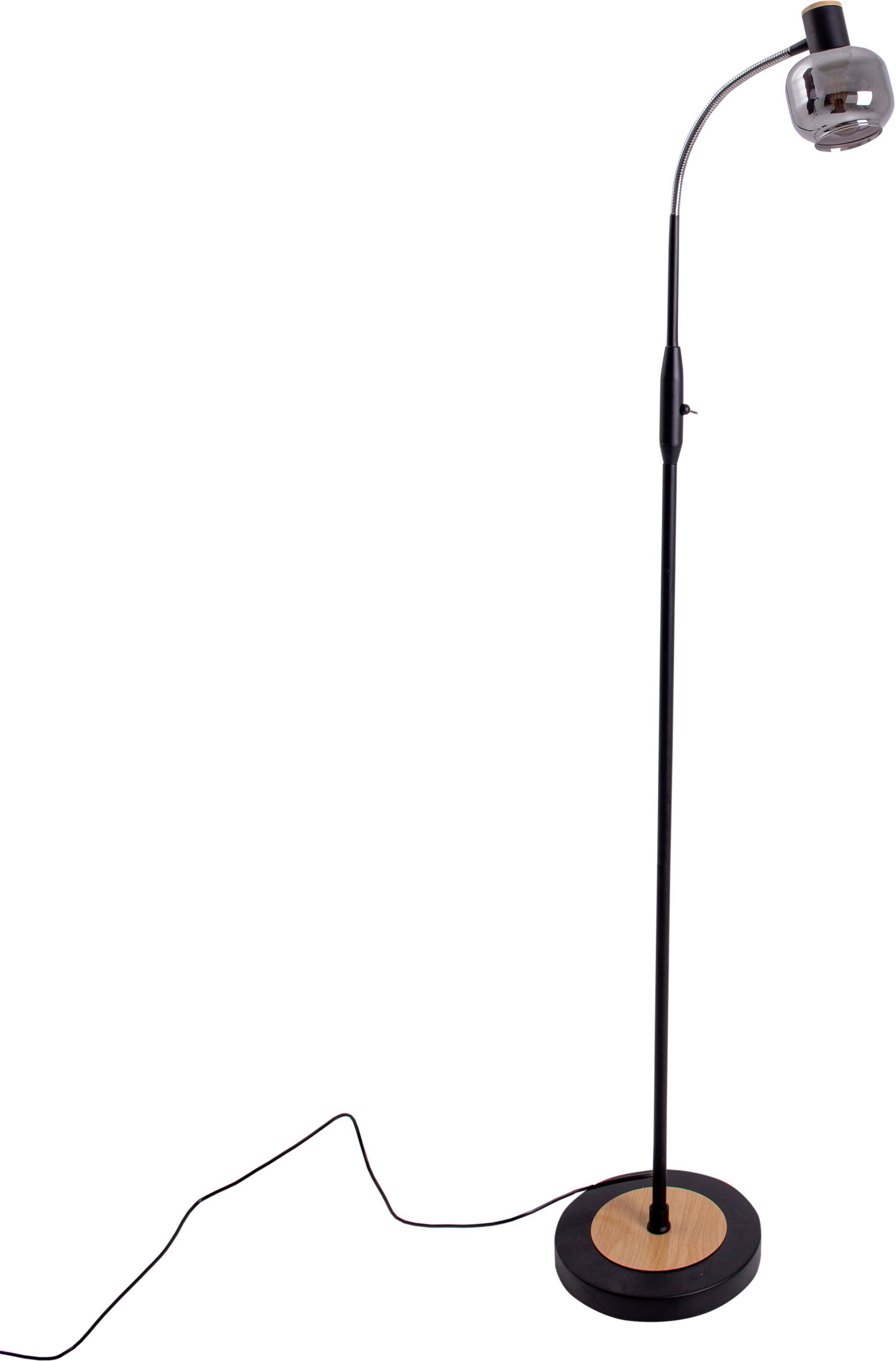 näve Staande lamp Fumoso Glazen kap donker getint (rooklook) 1xE14 wipschakelaar zwart