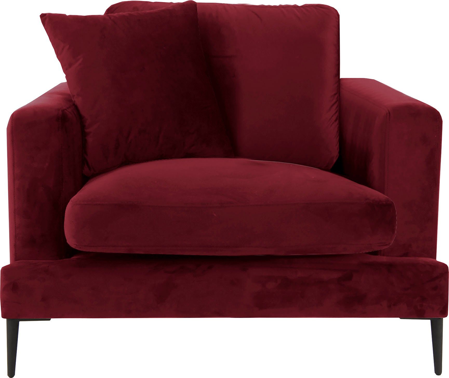 Leonique Fauteuil Cozy Loungesessel met metalen poten en sierkussen