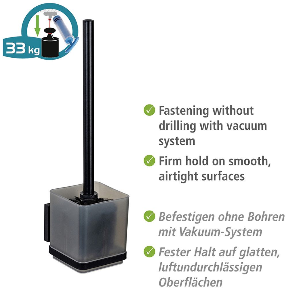 WENKO Toiletset Vacuum-Loc® model Quadro WC-borstelhouder met toiletborstel voor wandbevestiging zonder boren