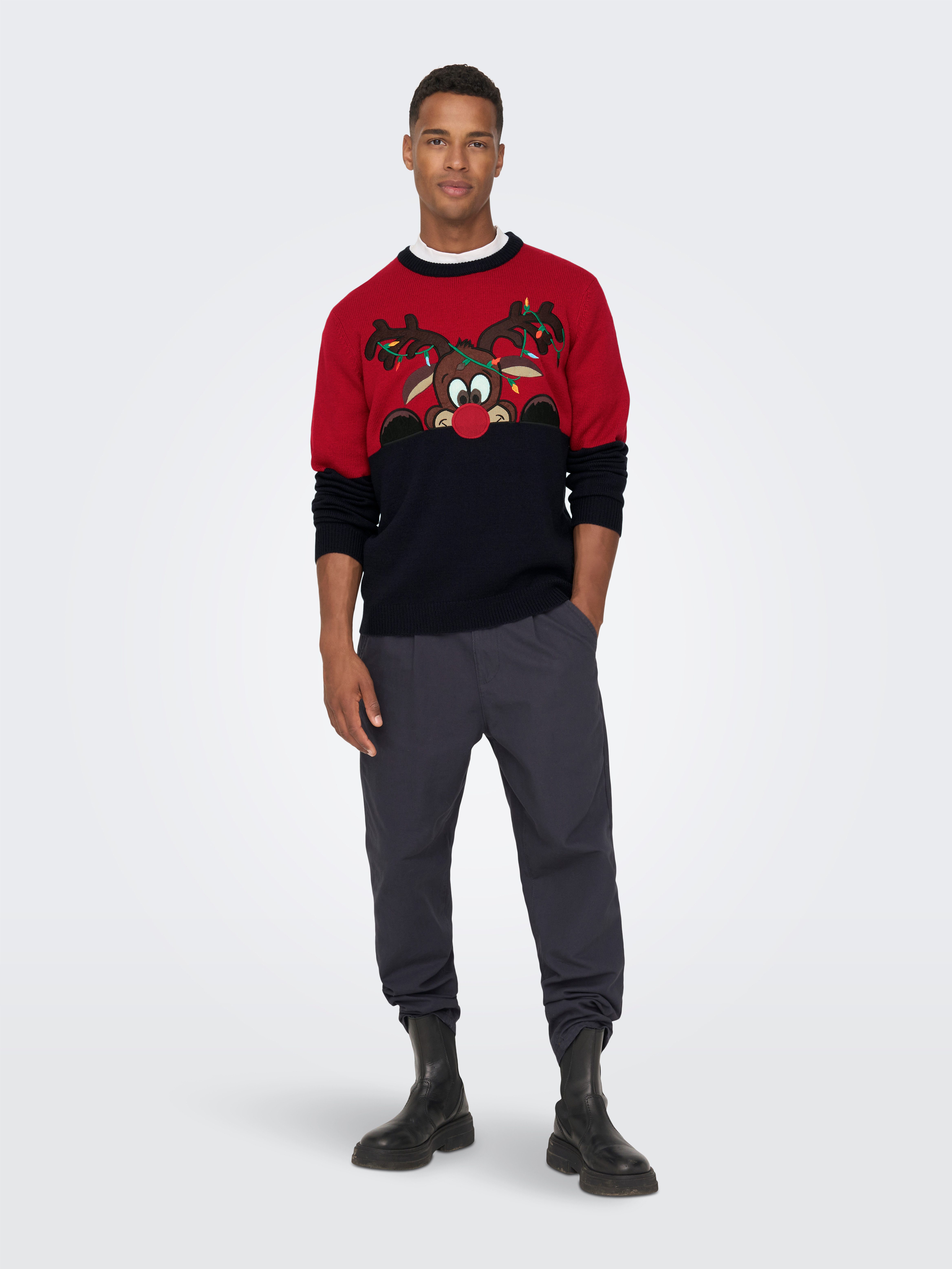 ONLY & SONS Kersttrui met boord aan mouwen en zoom