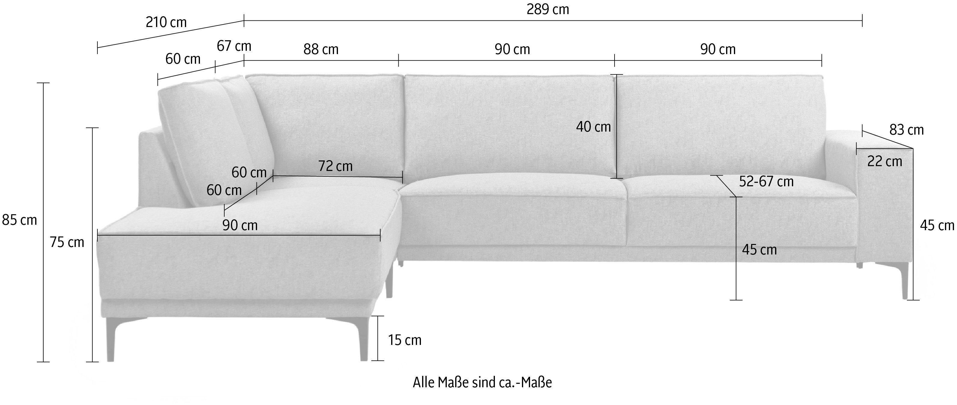 Places of Style Hoekbank Oland, structuur, platweefsel, luxe microvezel, bouclé