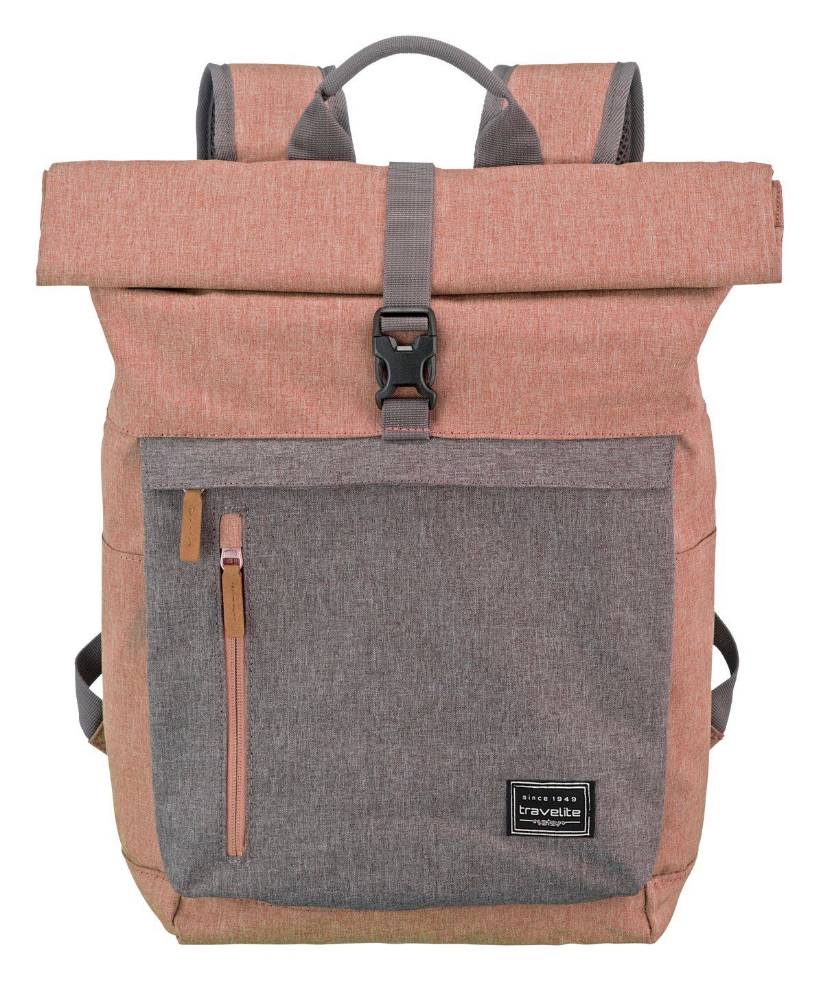 travelite Vrijetijdsrugzak BASICS Rollup Rugzak Werkrugzak sportrugzak reiserugzak schoolrugzak unisex rugzakken roze