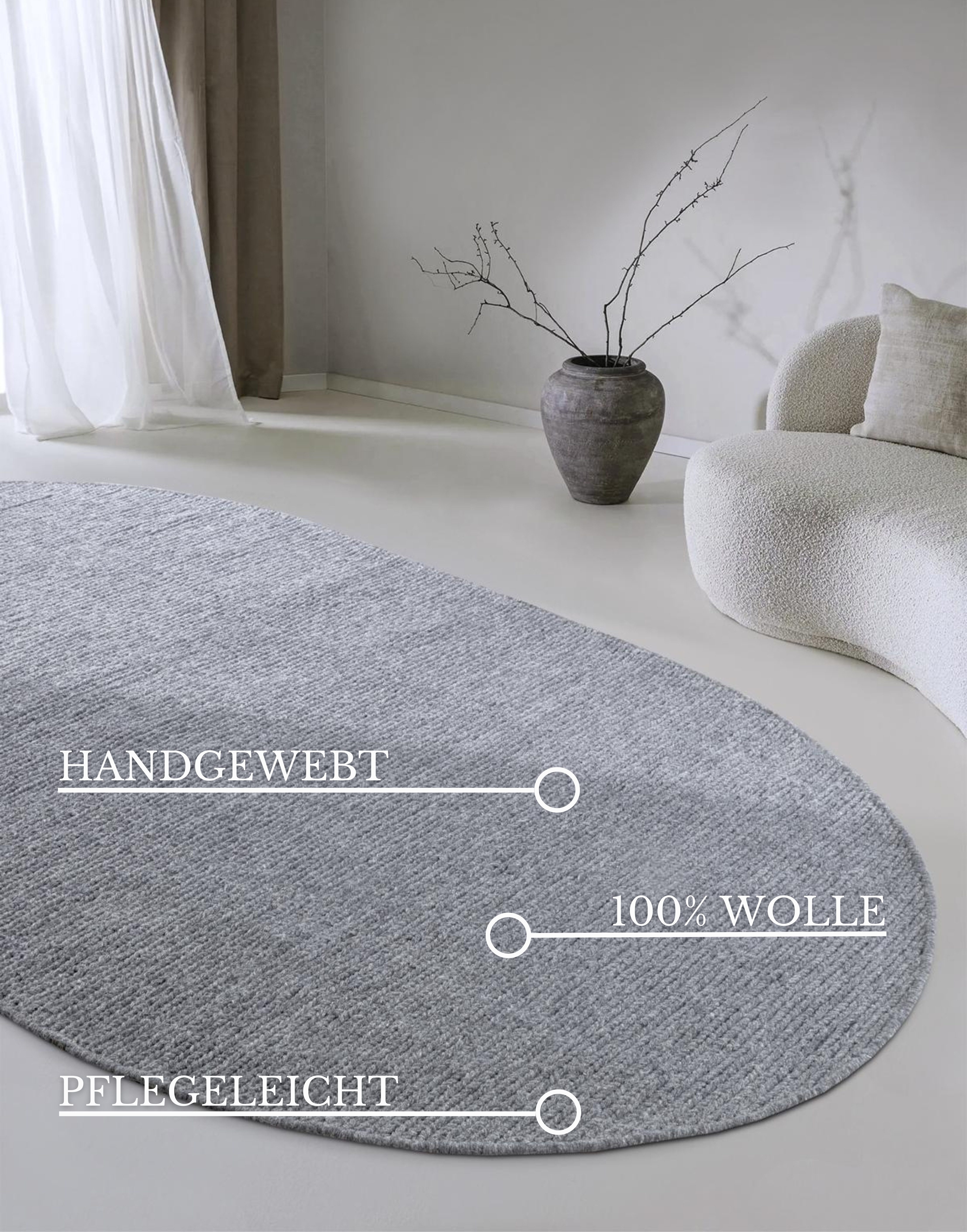 Villeroy & Boch Wollen kleed Francois in rond, ovaal, loper, handgeweven, wol, woonkamer, slaapkamer