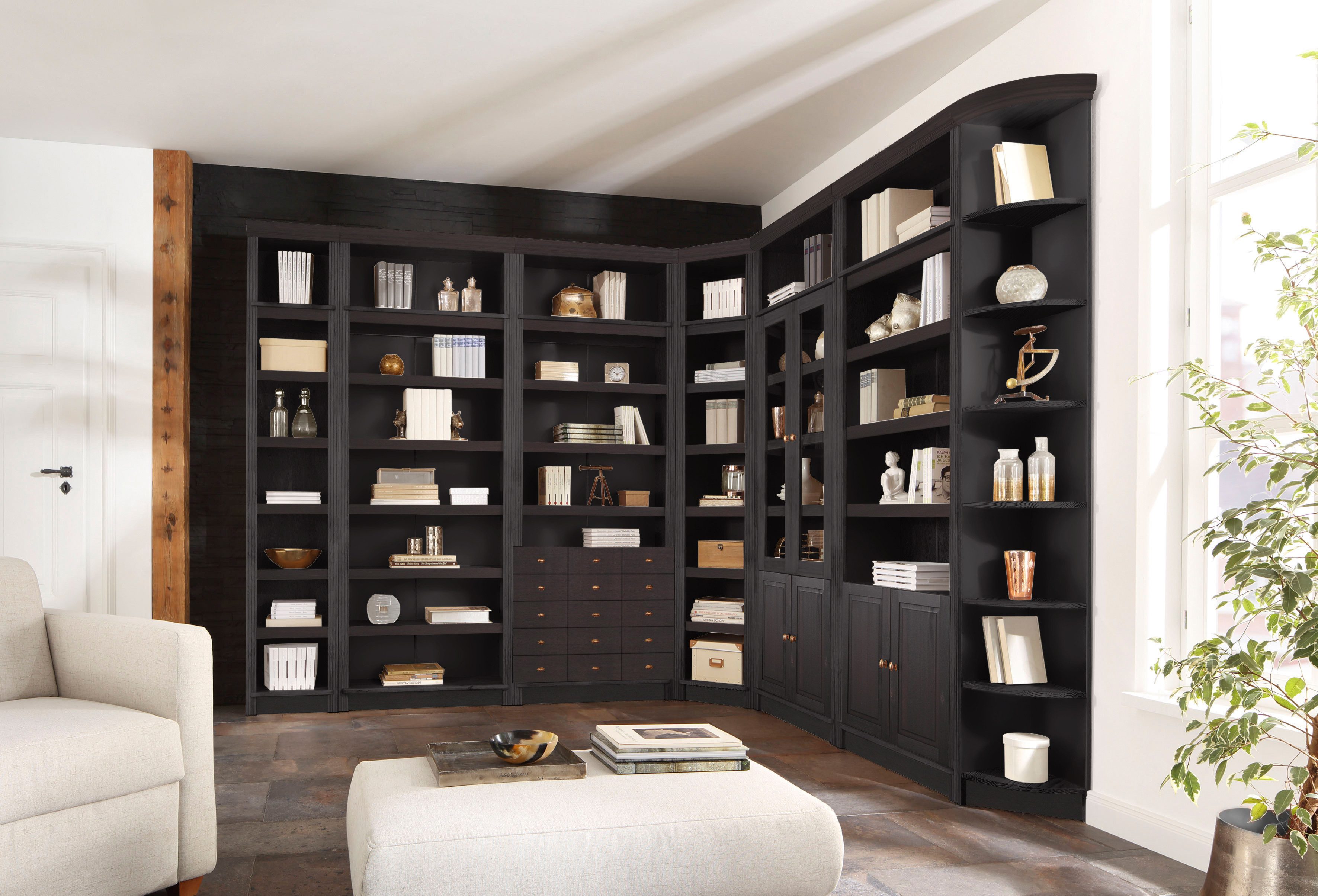 Home affaire Boekenkast Soeren massief grenen, in 2 hoogten, diepte 29 cm, deuren met vensterglas-inzet