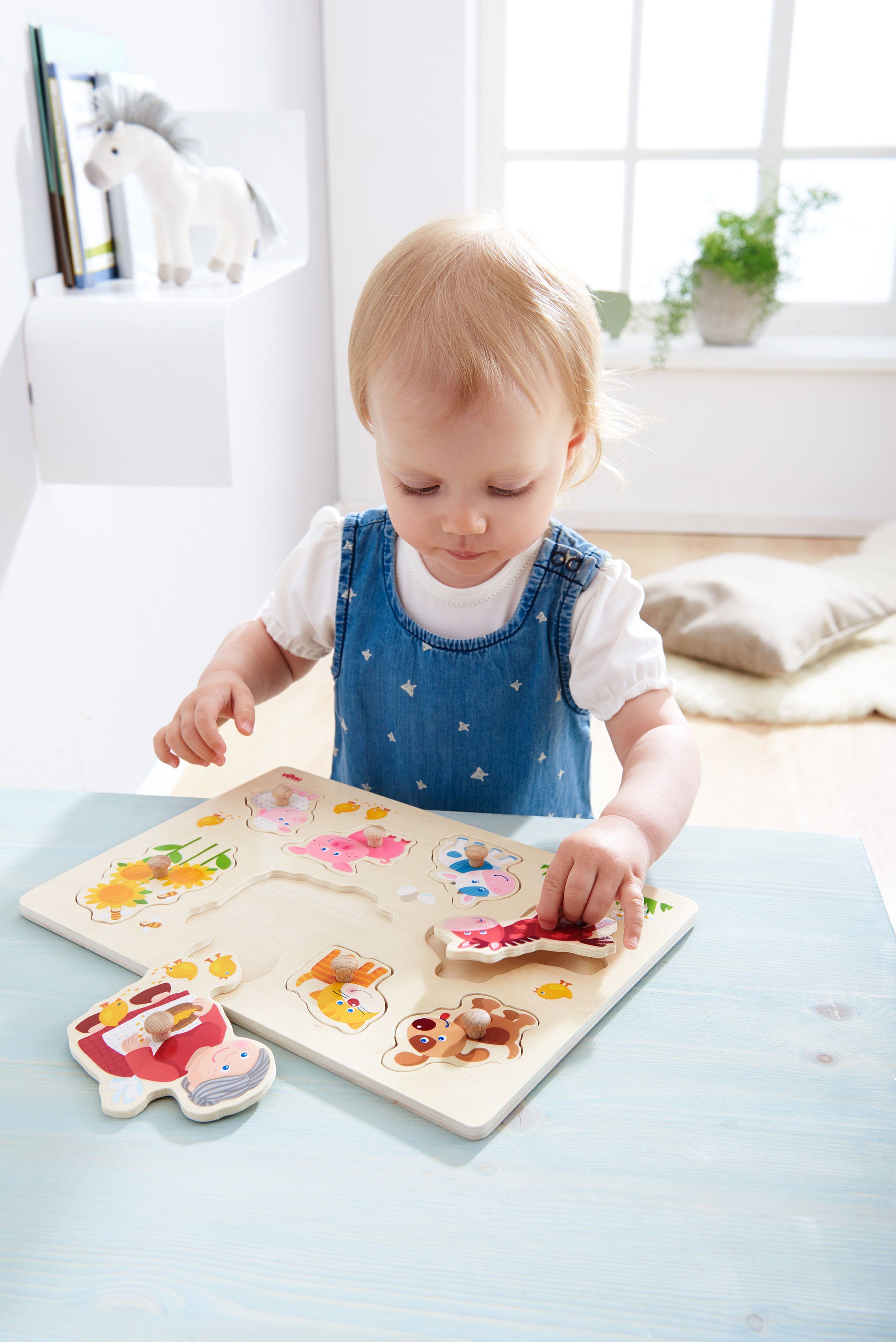 Haba Steekpuzzel Houten speelgoed, oma Leni's dieren (8-delig)