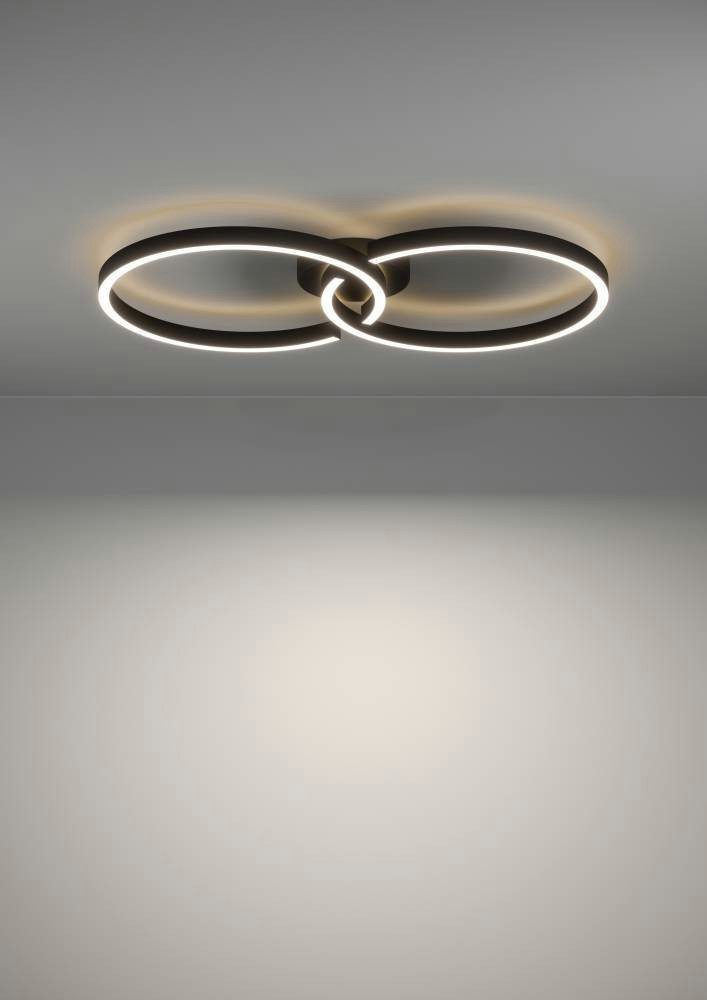 EGLO Plafondlamp AMANDOLO dimmbare plafondlamp, afstandsbediening, metaal in zwart, rgb backlight (1 stuk)