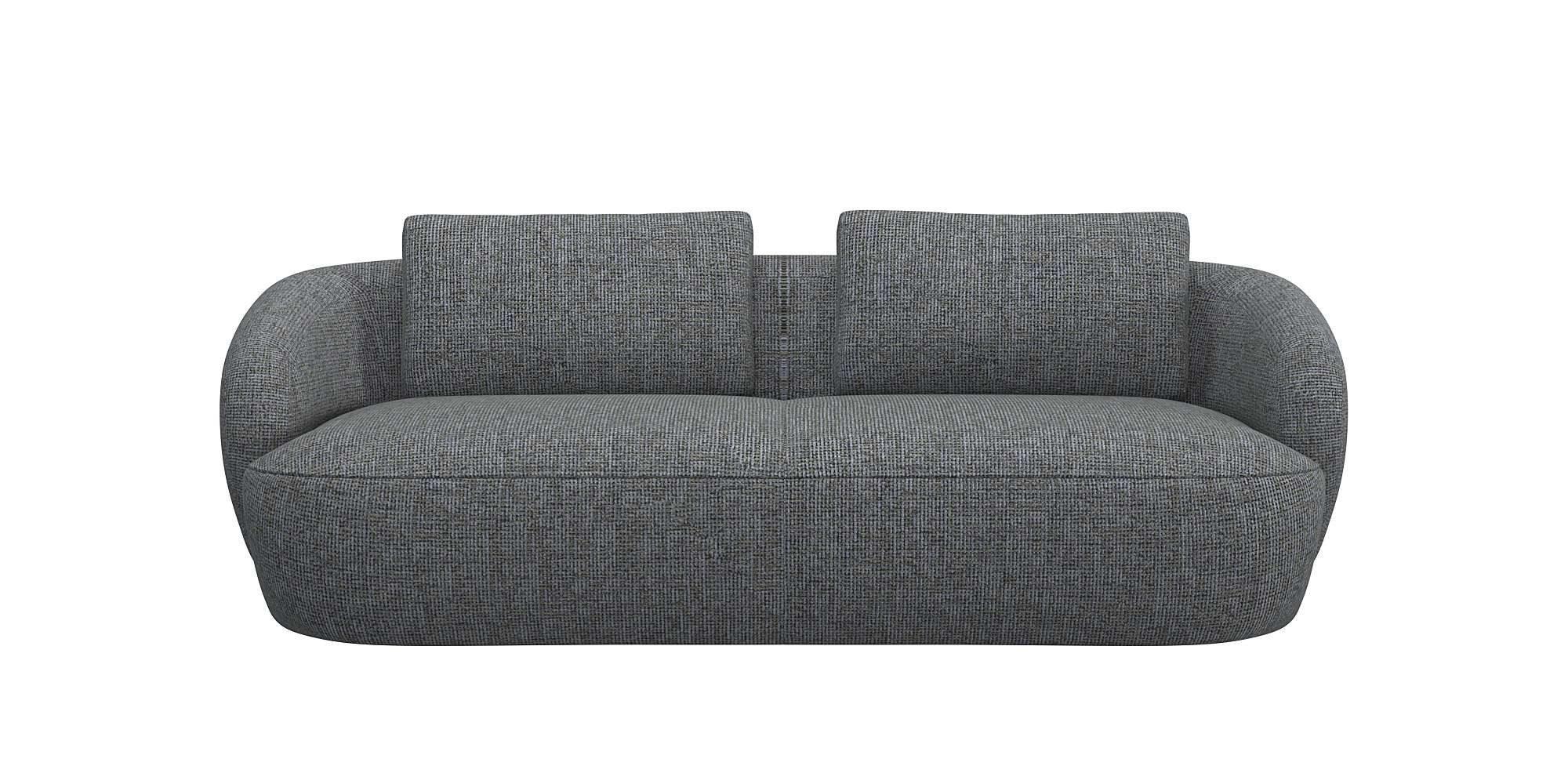 FLEXLUX 3-zitsbank Torino, rond, bank, driezit Modern, organisch bankontwerp, koudschuim, golfvering groen, 3-zitsbanken, 217 cm