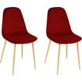 paroli stoel skadi (set van 2 of 4), met velours-overtrek en in 2 framekleuren (set) rood