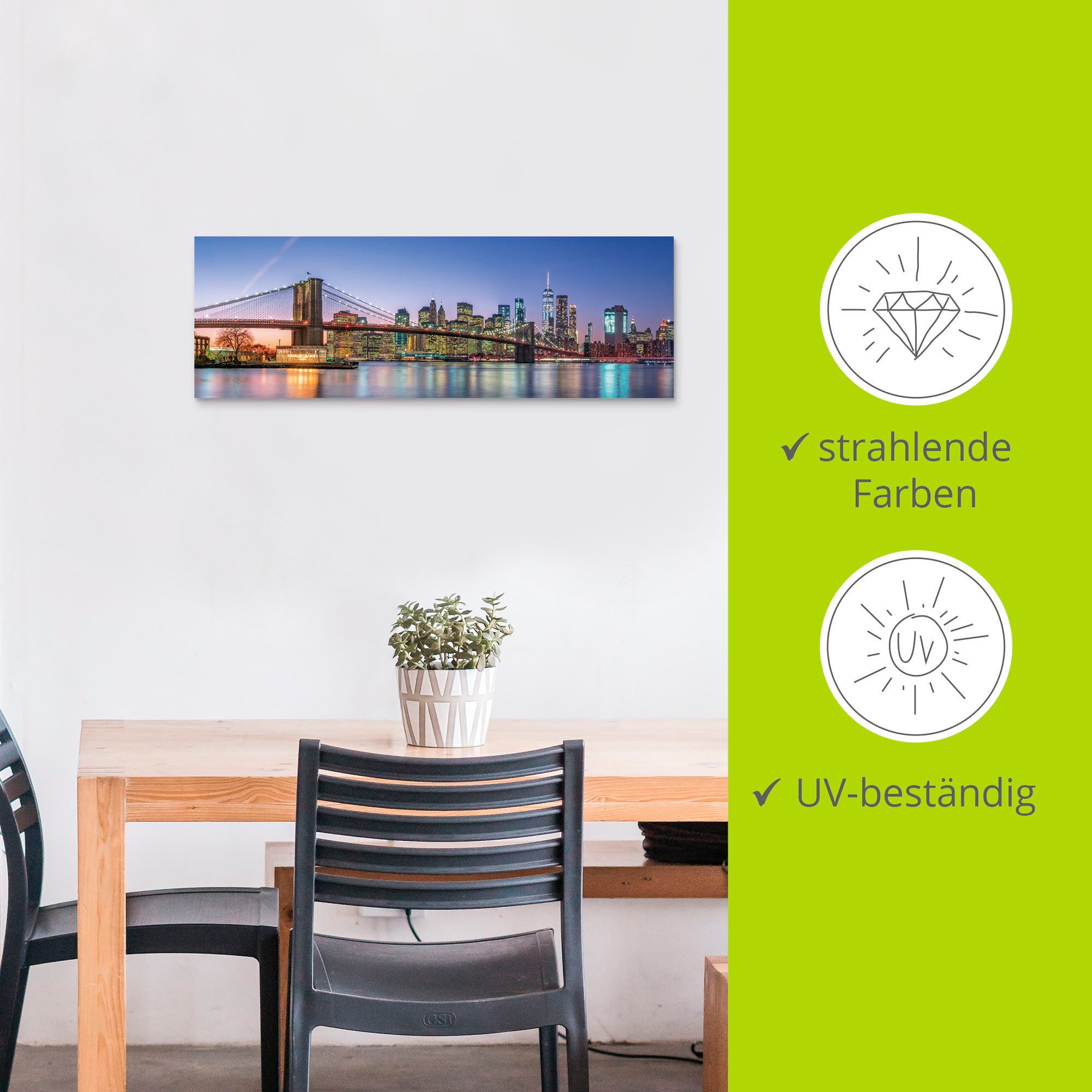 Artland Artprint Skyline New York City als artprint van aluminium, artprint voor buiten, artprint op linnen, poster, muursticker
