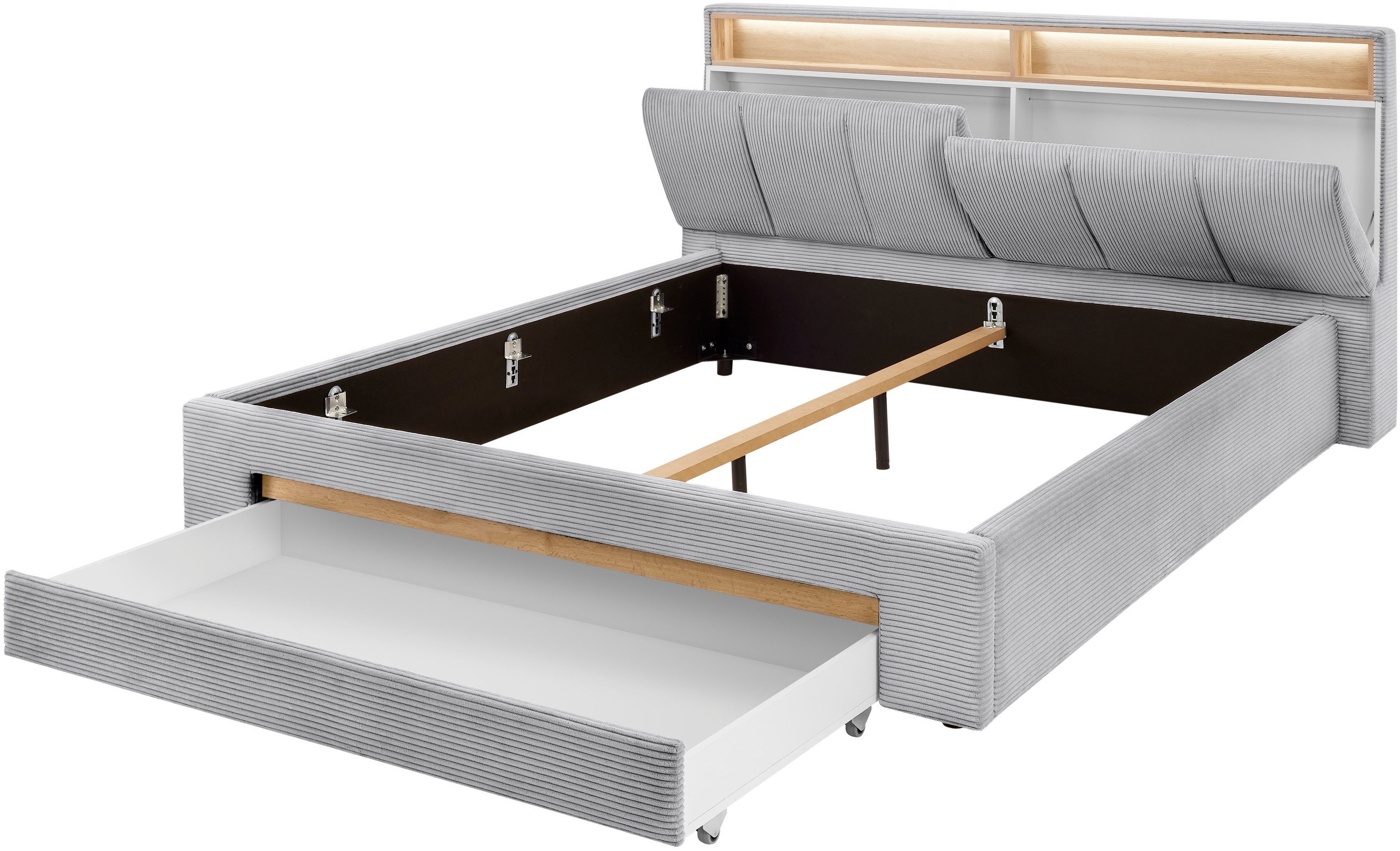 INOSIGN Gestoffeerd bed CiTY/GiRON,, gepolsterd opbergbed, met LED-verlichting Bedkisten met hondenbed of als opbergruimte, opklapbare hoofdeinden