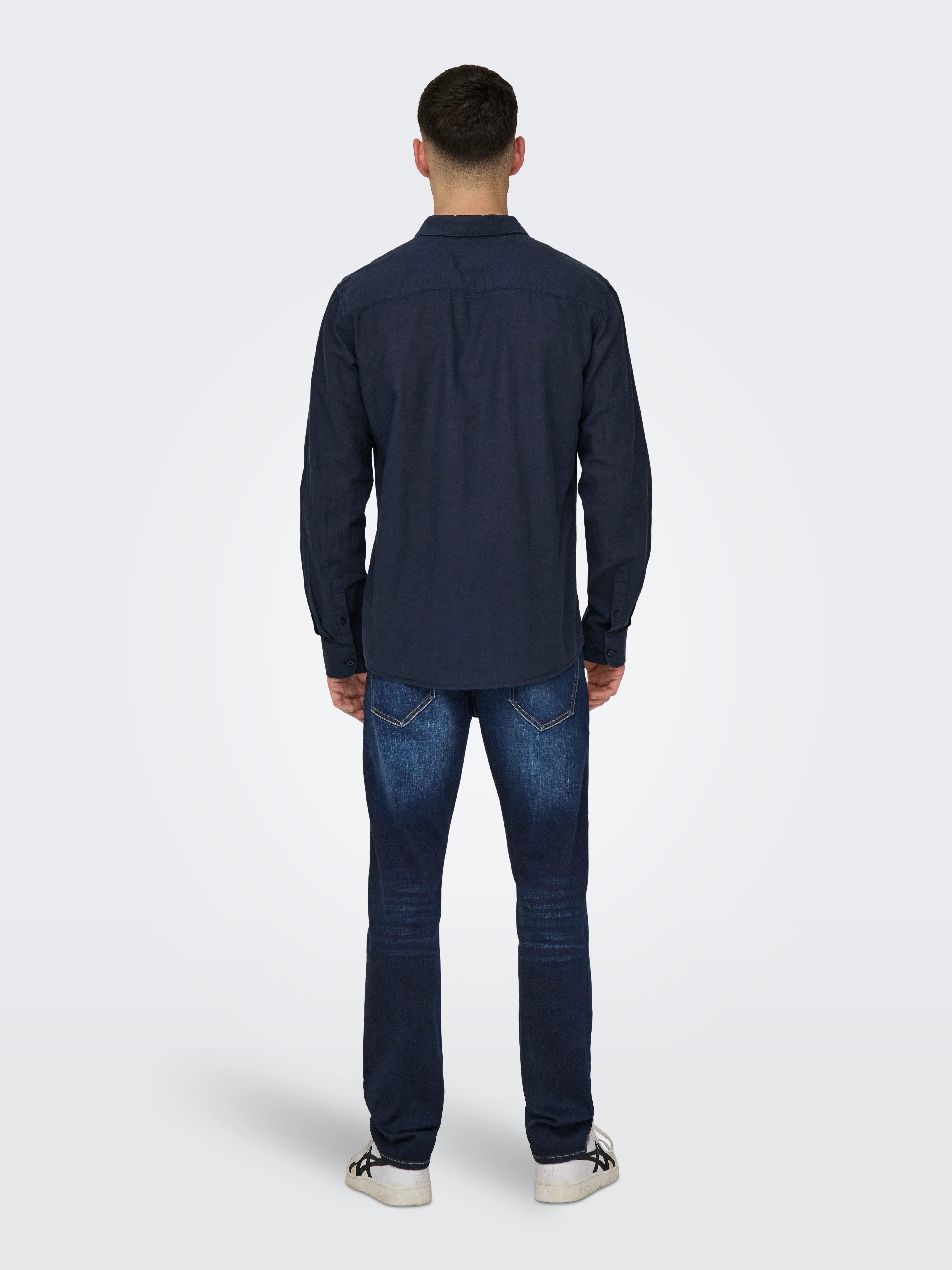 ONLY & SONS Overhemd met lange mouwen ONSCAIDEN LS SOLID LINEN SHIRT NOOS