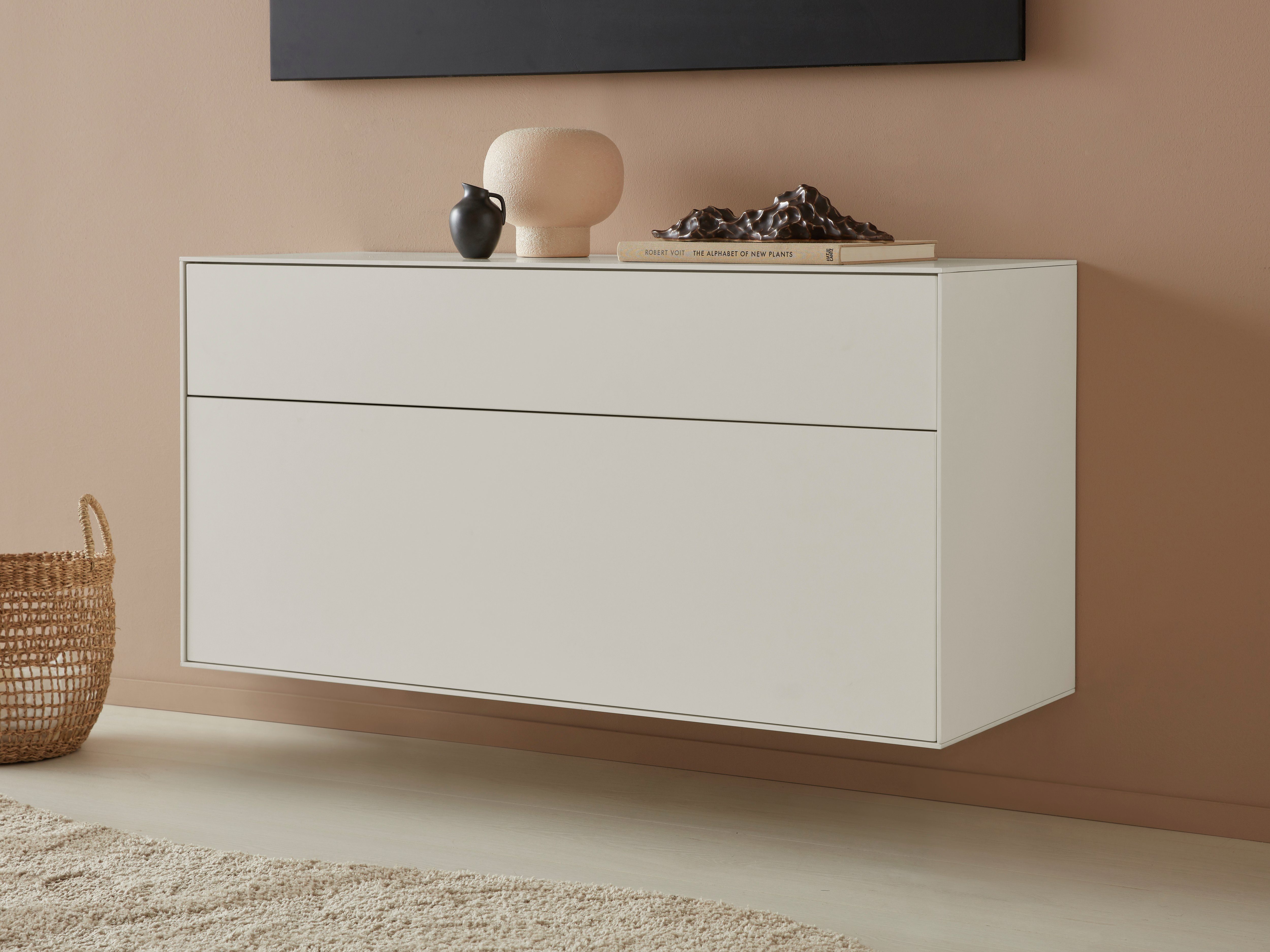LeGer Home by Lena Gercke Tv-meubel Essentials Breedte: 112 cm, MDF gelakt, push-to-open-functie lowboards wit