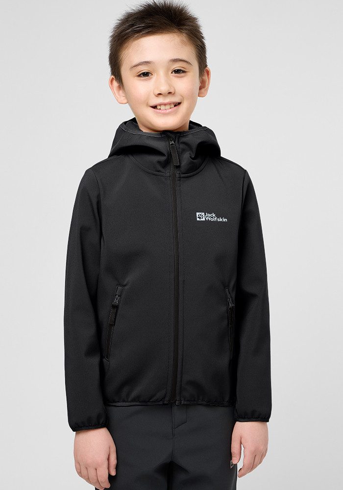 Jack Wolfskin Fourwinds Jacket Kids Softshelljack Kinderen 104 granite black granite black