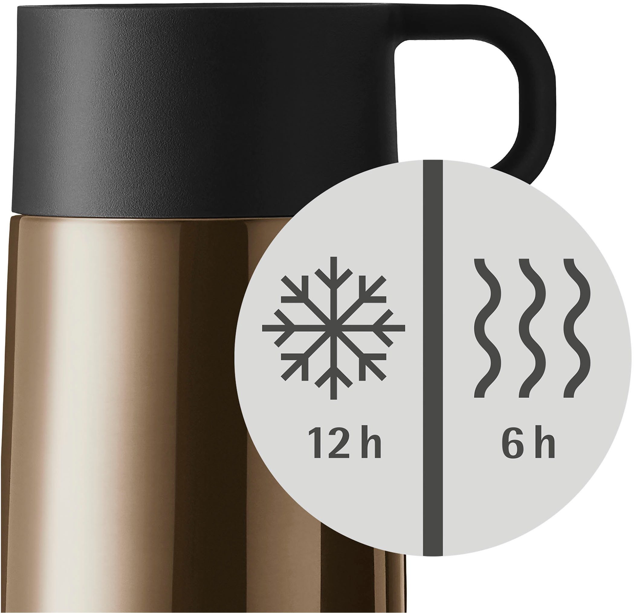 WMF Thermosbeker Impulse Travel Mug dubbelwandig roestvrij staal, lage hoogte, 360°-drinkopening
