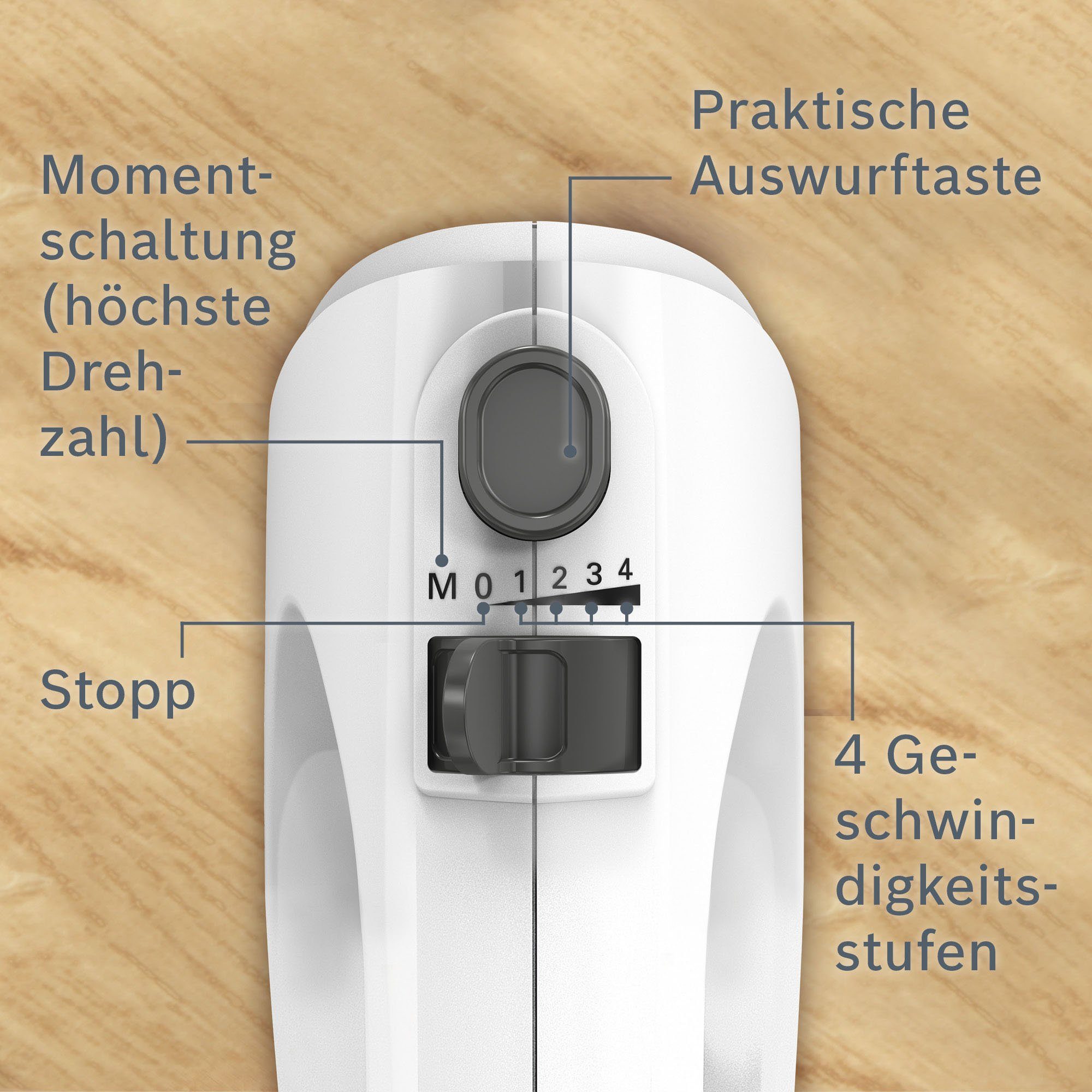 BOSCH Handmixer CleverMixx MFQ24200 Uitzetknop, lichtgewicht behuizing, Made in Europe