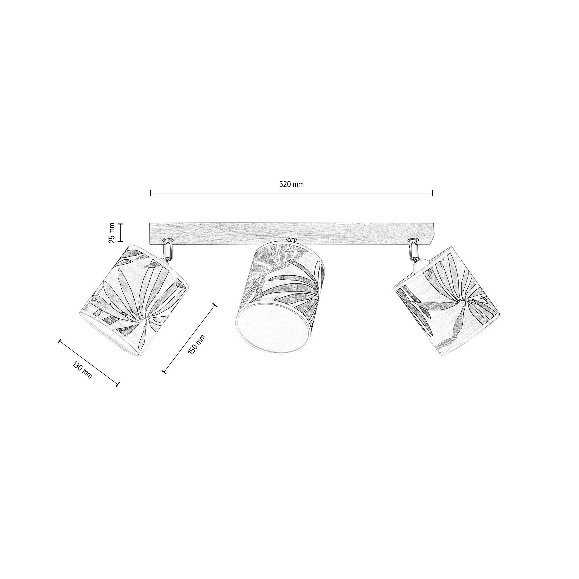 BRITOP LIGHTING Plafondlamp HOJA Kapjes van gelamineerd materiaal, plafondrozet van eikenhout
