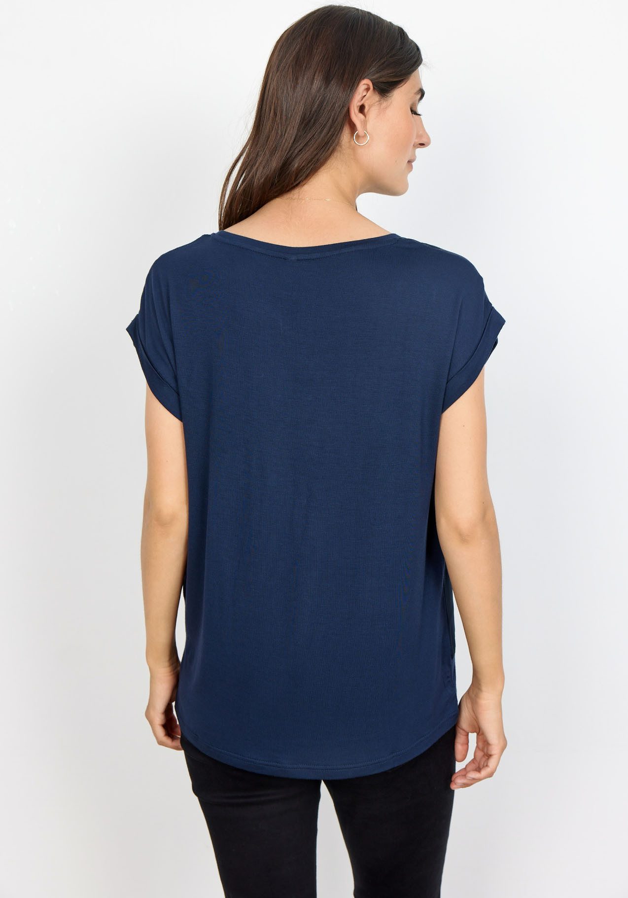 soyaconcept Shirtblouse SC-Thilde6 met boord en voorzijde van satijn, de achterkant van jersey