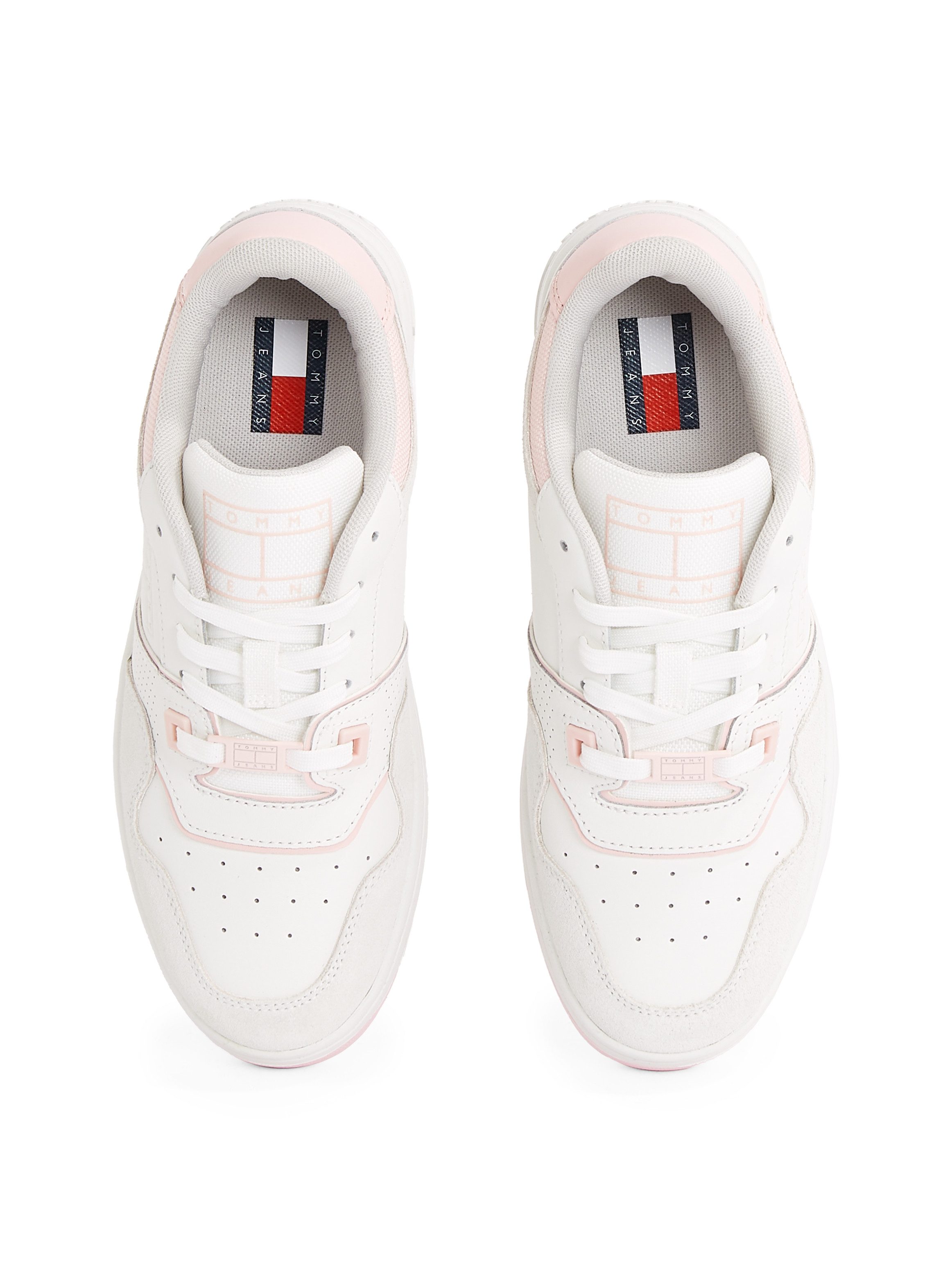 TOMMY JEANS Plateausneakers TJW RETRO BASKET WASHED SUEDE , vrijetijdsschoen, lage schoen, veterschoen in basketlook