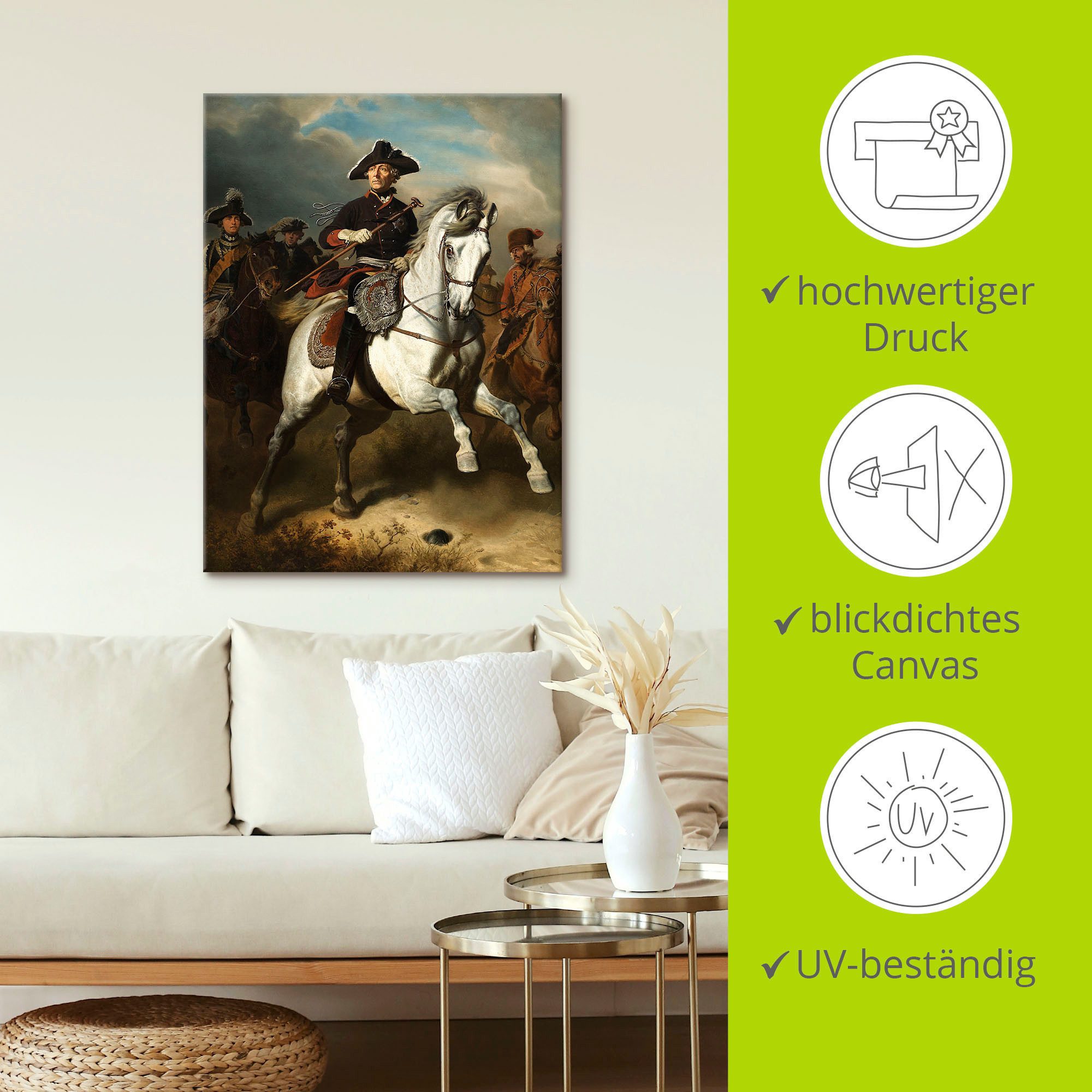 Artland Artprint Frederik De grote te paard. 1861 als artprint op linnen, poster, muursticker in verschillende maten
