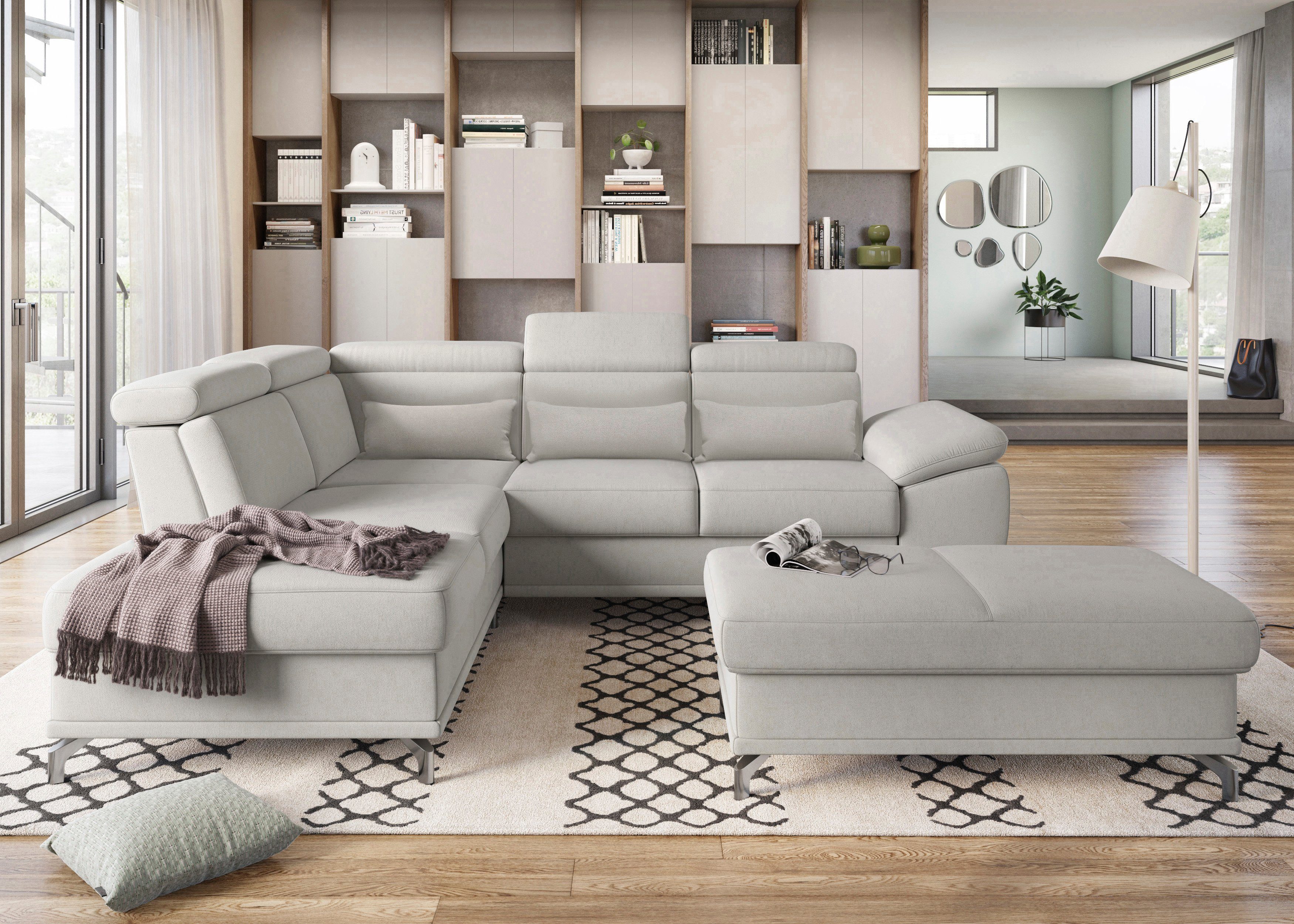 Sit&more Hoekbank Cabrio L-vorm, met zitdiepteverstelling, arm- en hoofdsteunverstelling